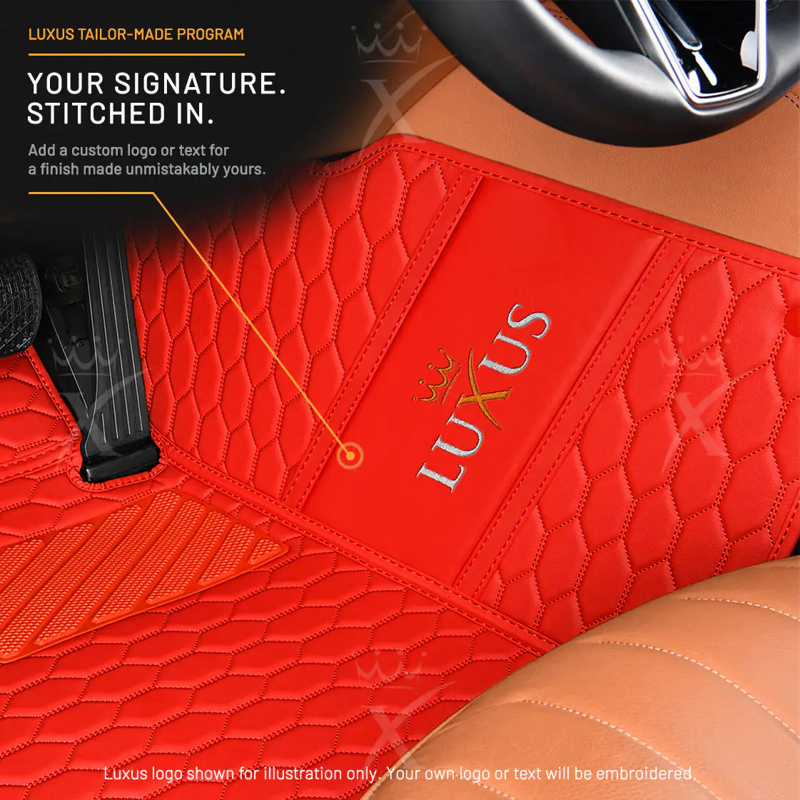 Luxus Honeycomb Double Layer Series Floor Mats | Ferrari Red & Gray Top Carpet