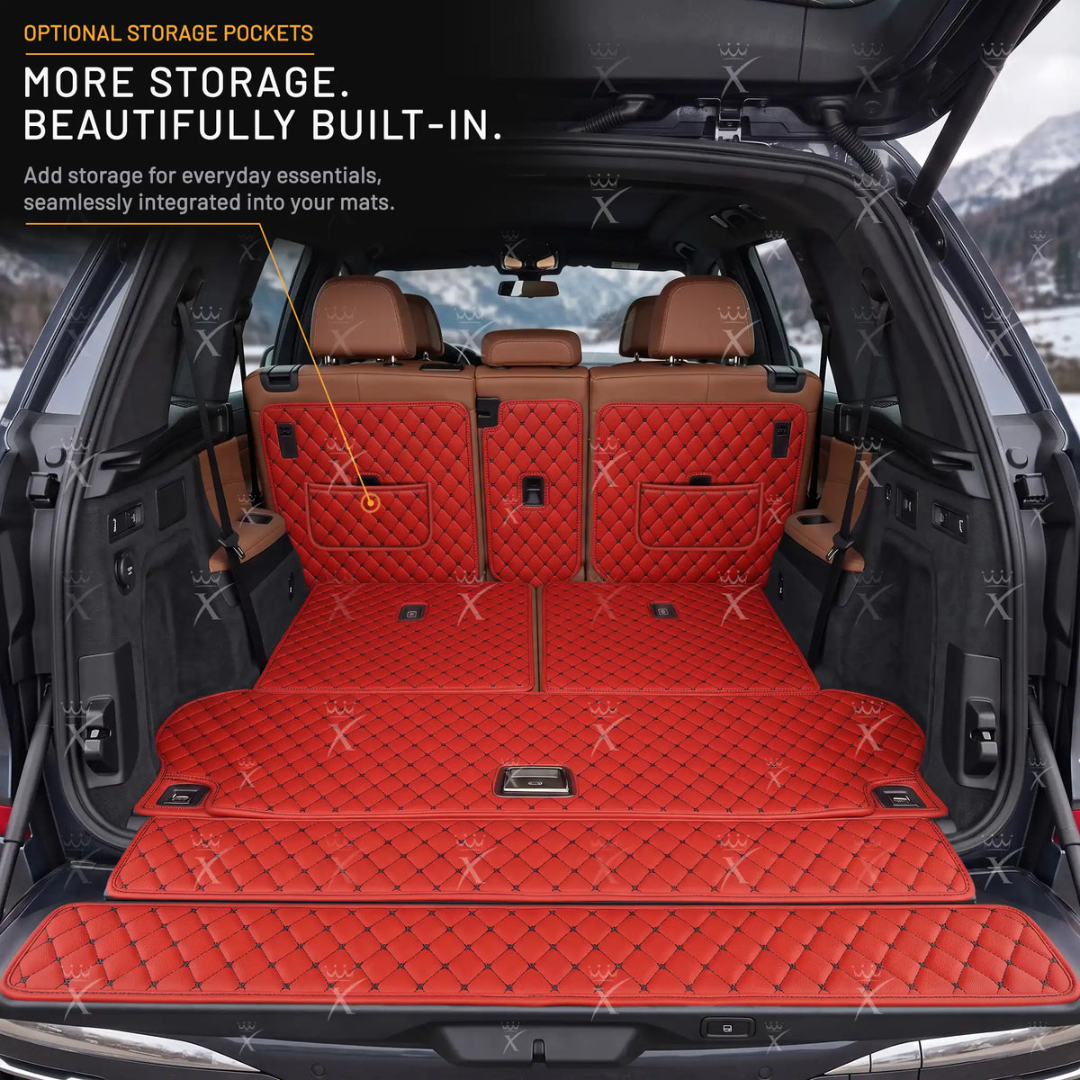 Luxus Car Mats™ - Svart og svart søm 3D luksusskinnstøvel/bagasjematte
