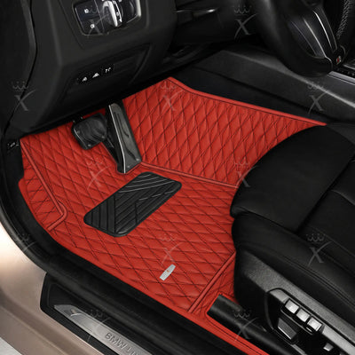 Luxus Twin-Diamond Series Floor Mats | Ferrari Red Black Stitching