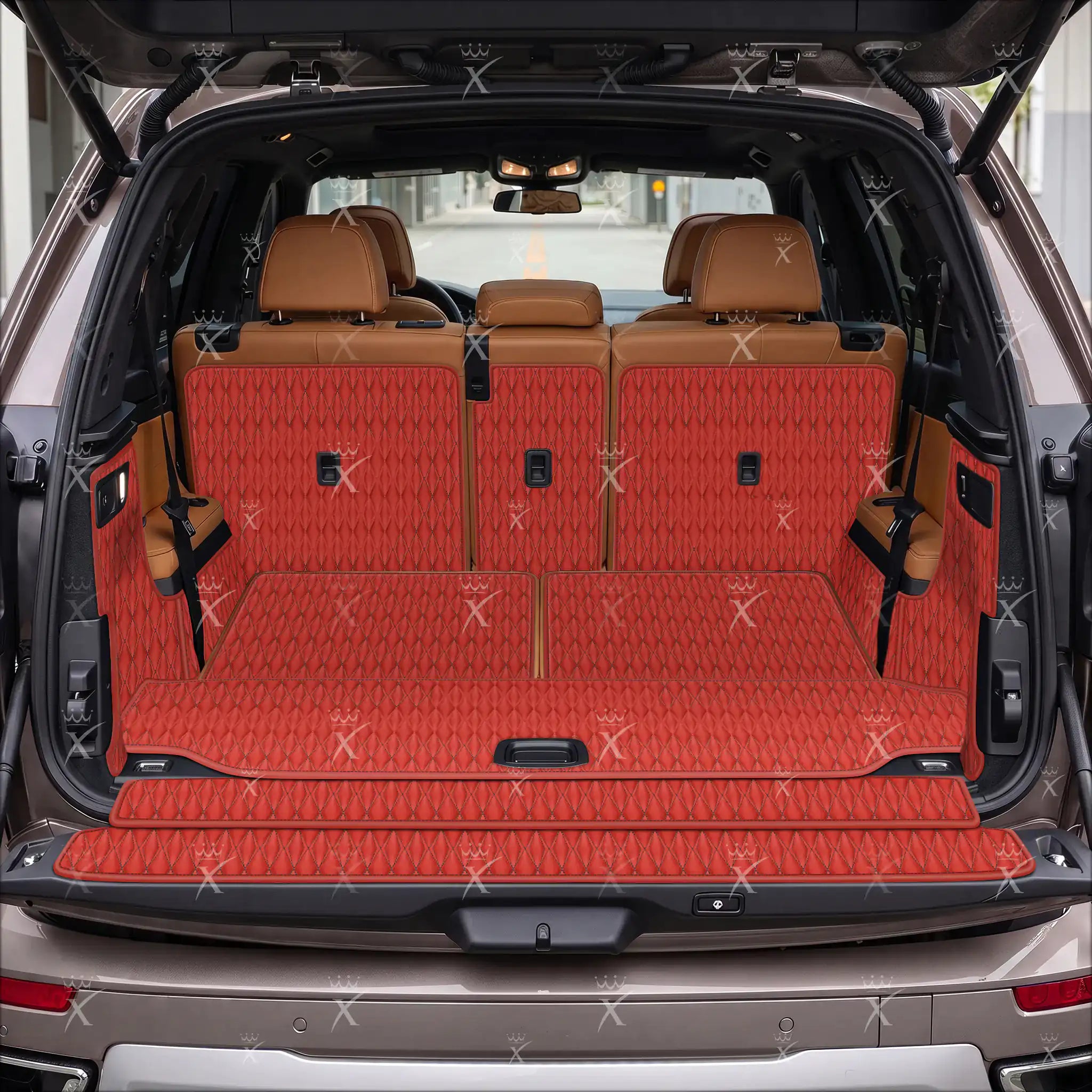 Luxus Car Mats™ - Svart og svart søm 3D luksusskinnstøvel/bagasjematte