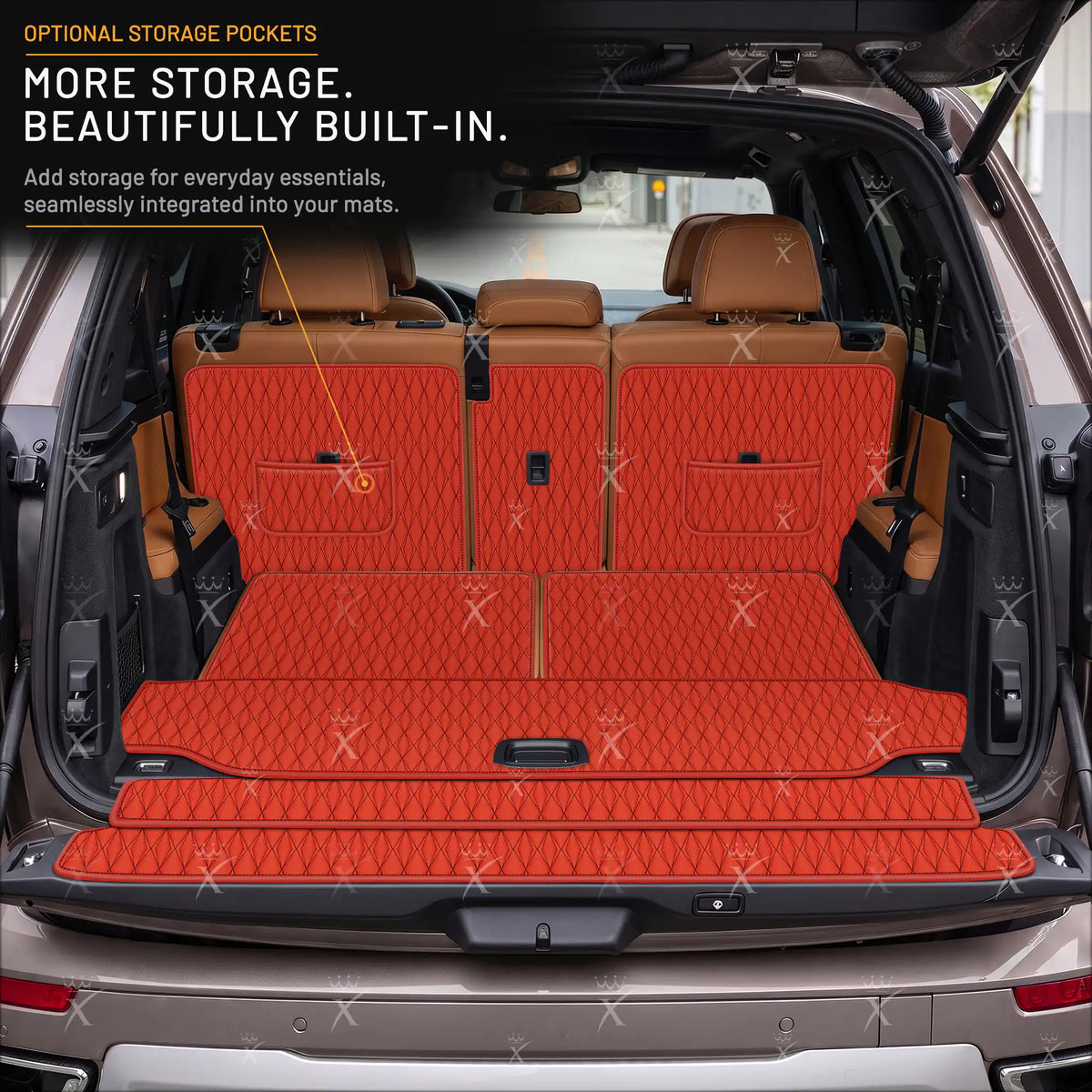 Luxus Car Mats™ - Zwarte en zwarte stiksels 3D luxe lederen koffer-/koffermat