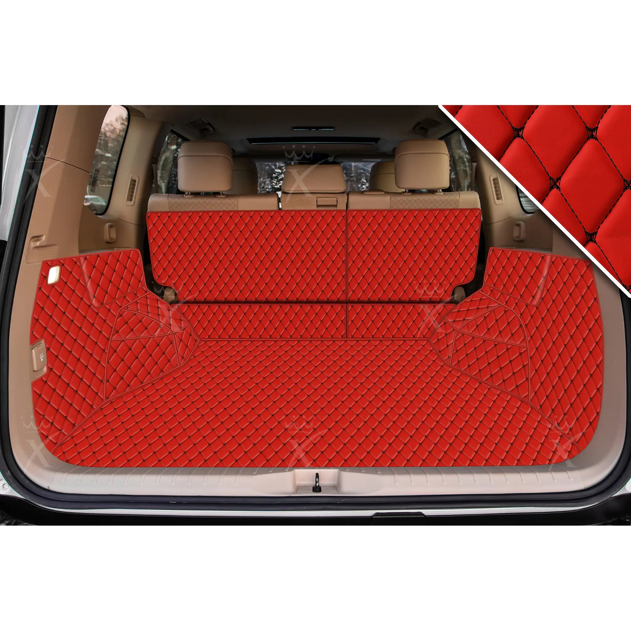 Luxus Car Mats™ - Ferrari Red 3D Luxury Leather Boot/Trunk Mat