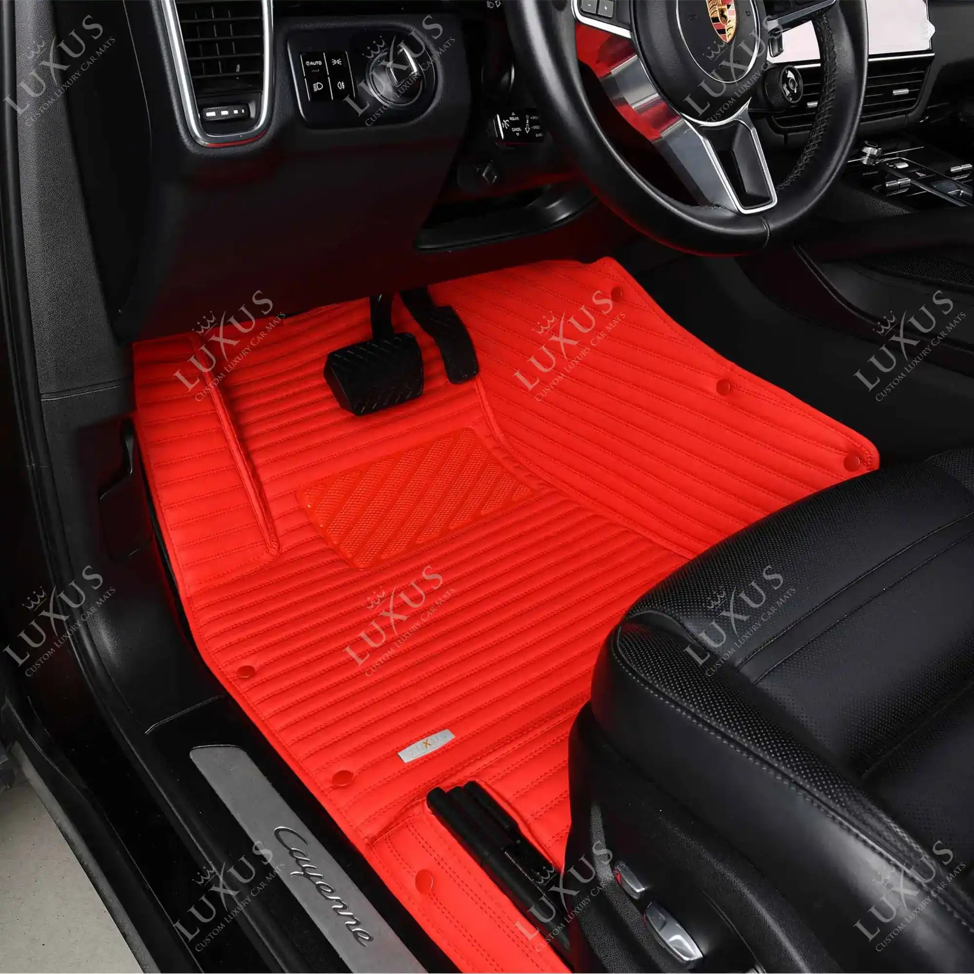 Ferrari Red Stripe Luxury Car Mats Set