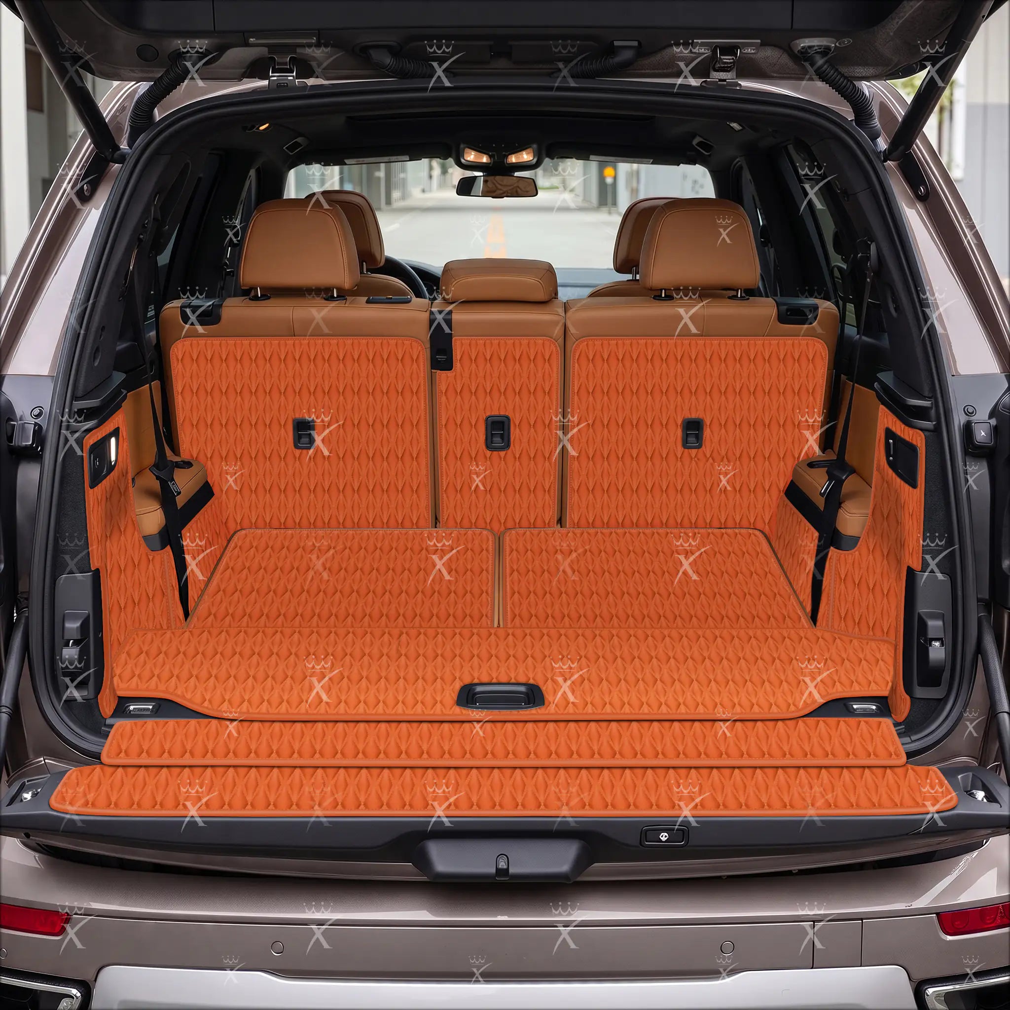 Luxus Car Mats™ - Svart og svart søm 3D luksusskinnstøvel/bagasjematte