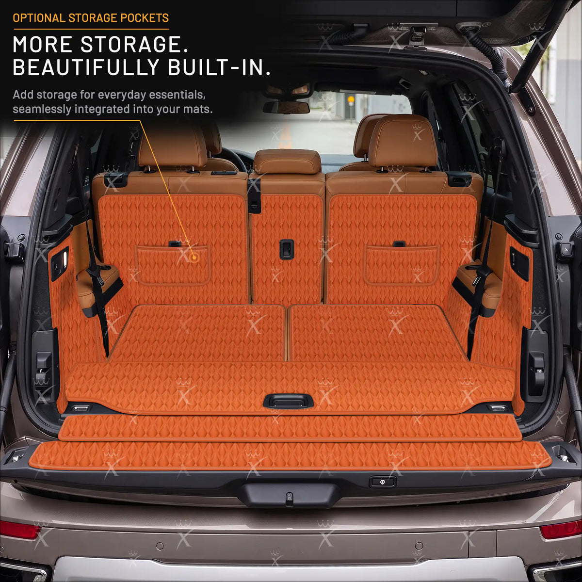 Luxus Car Mats™ - Tapete para maletero/maletero de cuero de lujo con costuras negras y negras en 3D