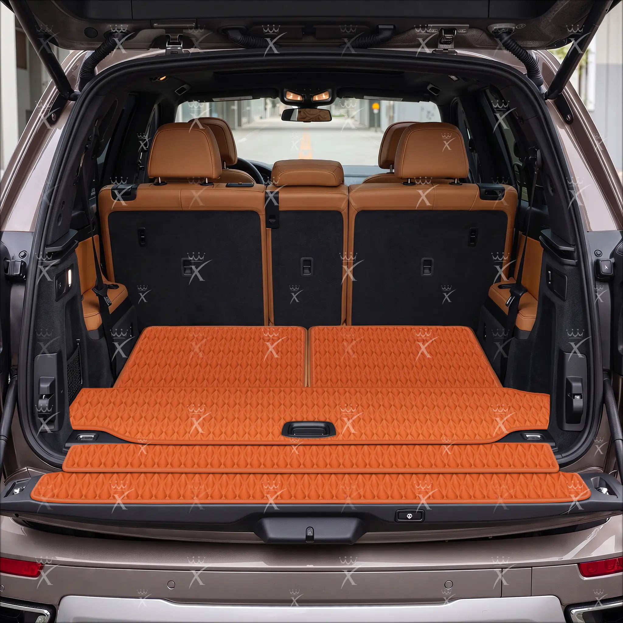 Luxus Twin-Diamond Base Series Trunk Mat | Fiery Orange