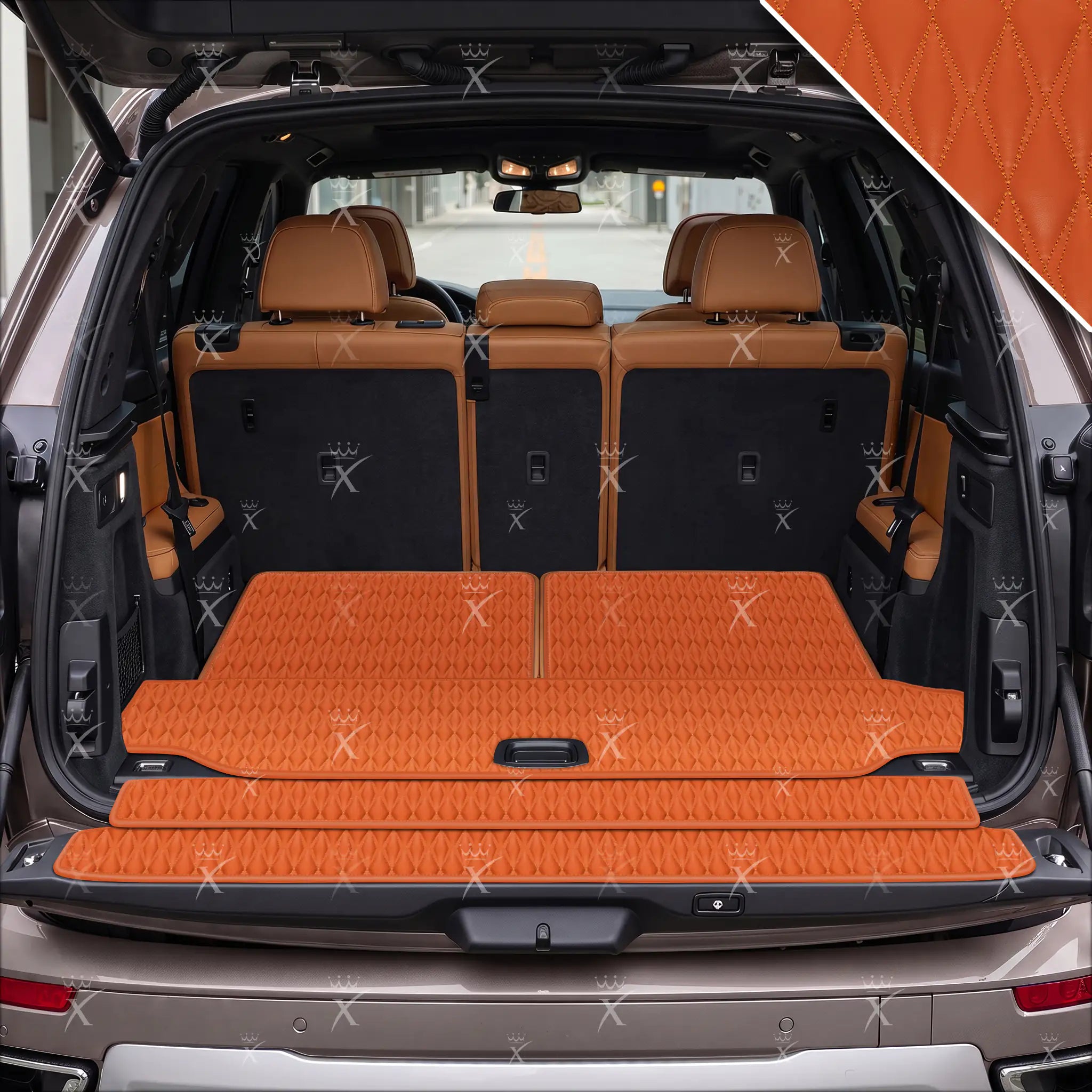Luxus Twin-Diamond Base Series Trunk Mat | Fiery Orange