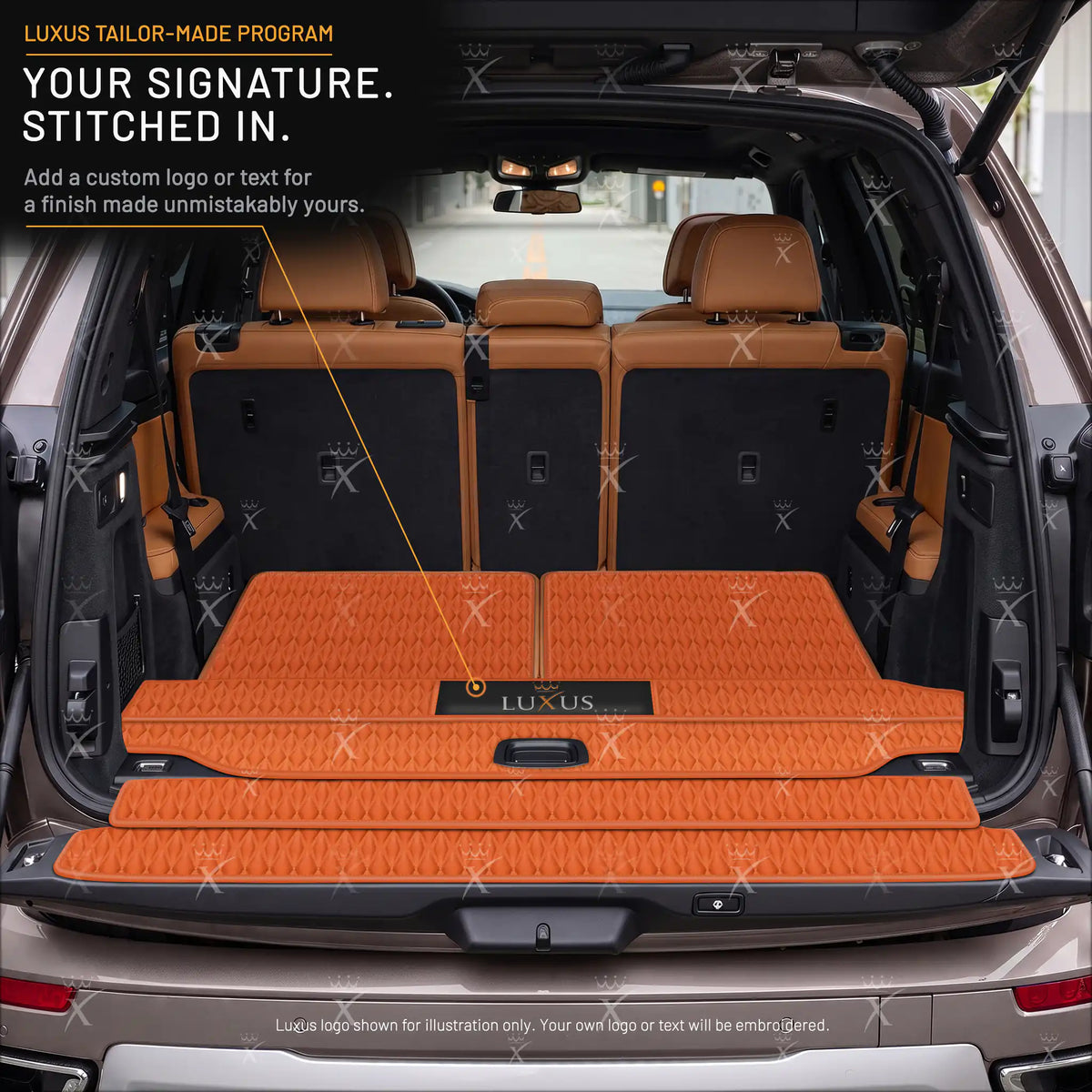 Luxus Twin-Diamond BaseFit Series Trunk Mat | Fiery Orange