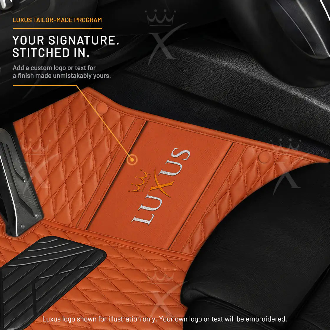 Luxus Twin-Diamond Double Layer Series Floor Mats | Fiery Orange & Rosso Corsa Top Carpet