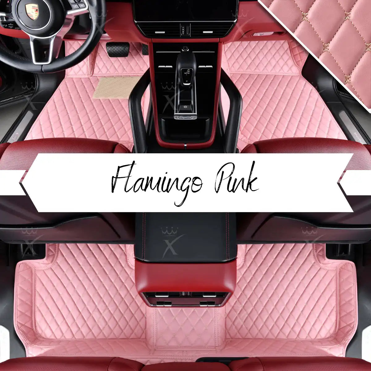Luxus Premium Diamond Custom Car Mats Set | Flamingo Pink