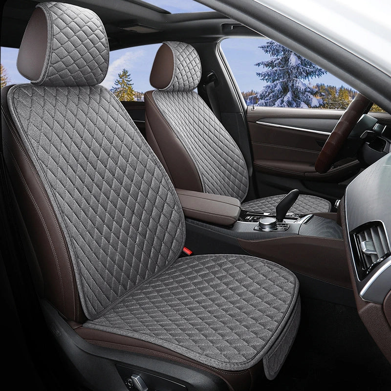Light Grey Flax Linen Universal Diamond Seat Covers