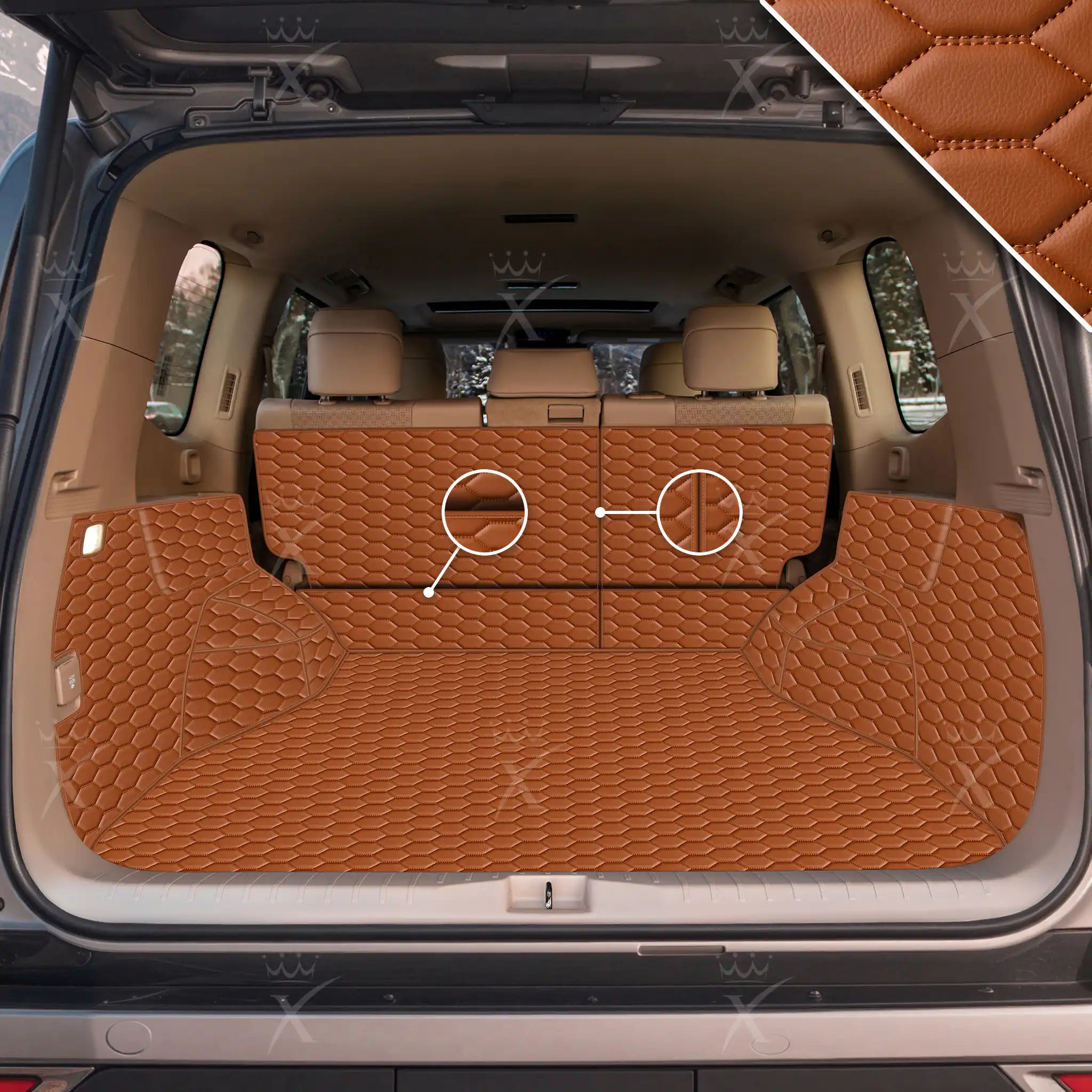 Luxus 360Fit Premium Honeycomb Custom Trunk Liner | Caramel Brown