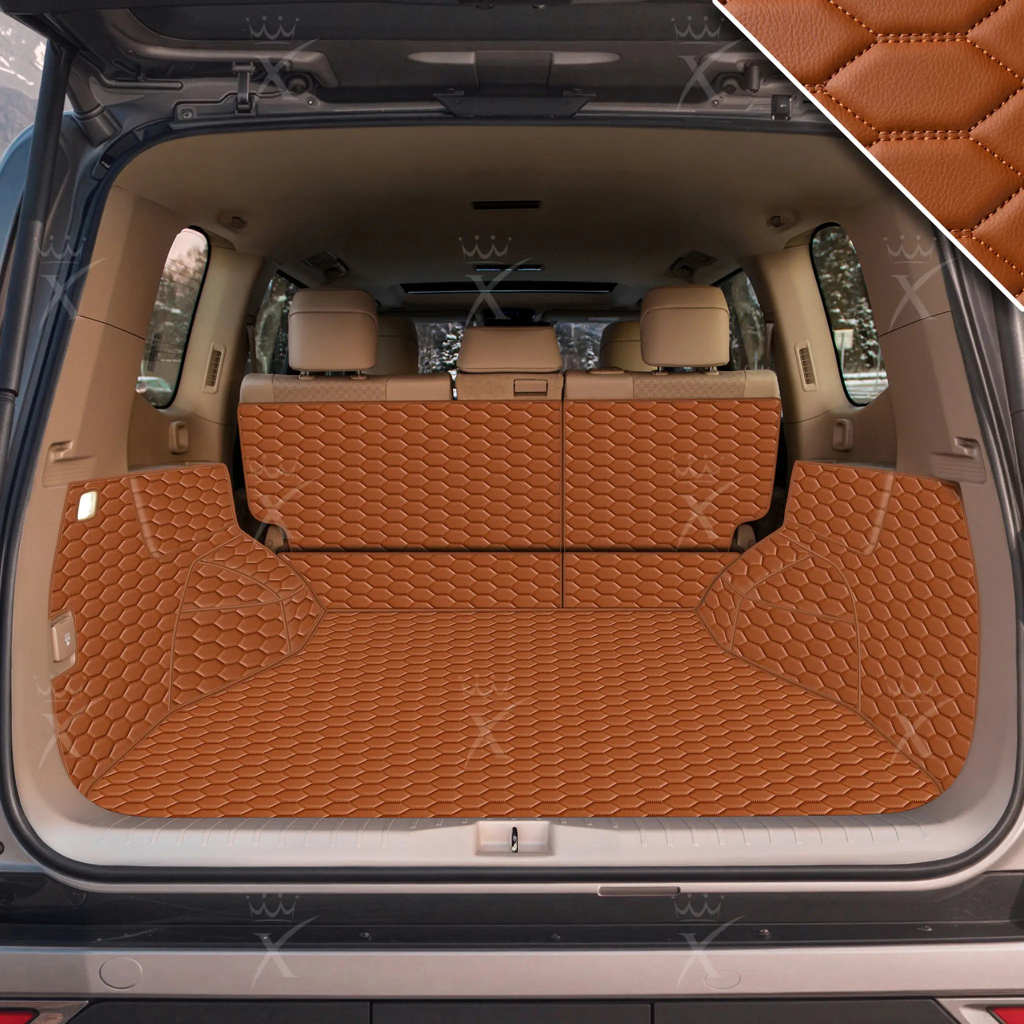 Luxus 360Fit Premium Honeycomb Custom Trunk Liner | Caramel Brown