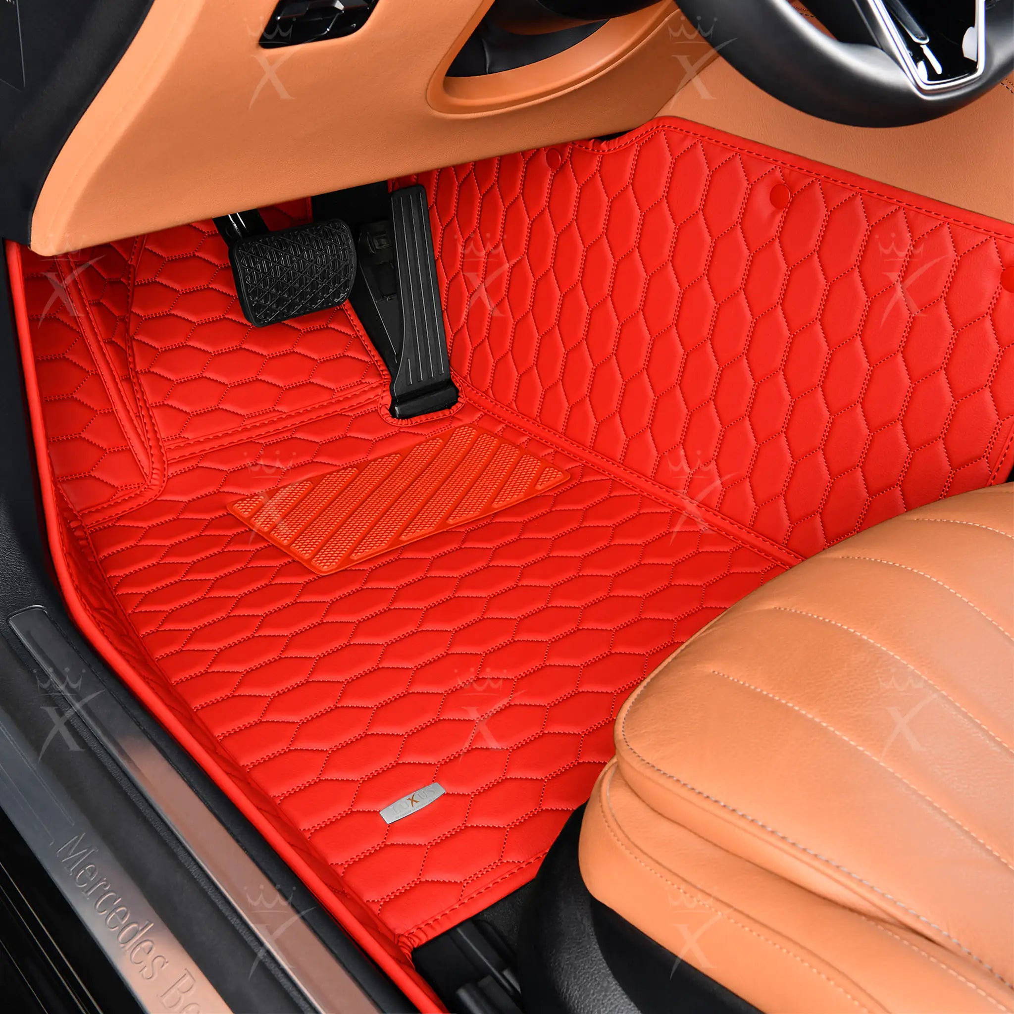 Luxus Premium Honeycomb Custom Car Mats Set | Ferrari Red