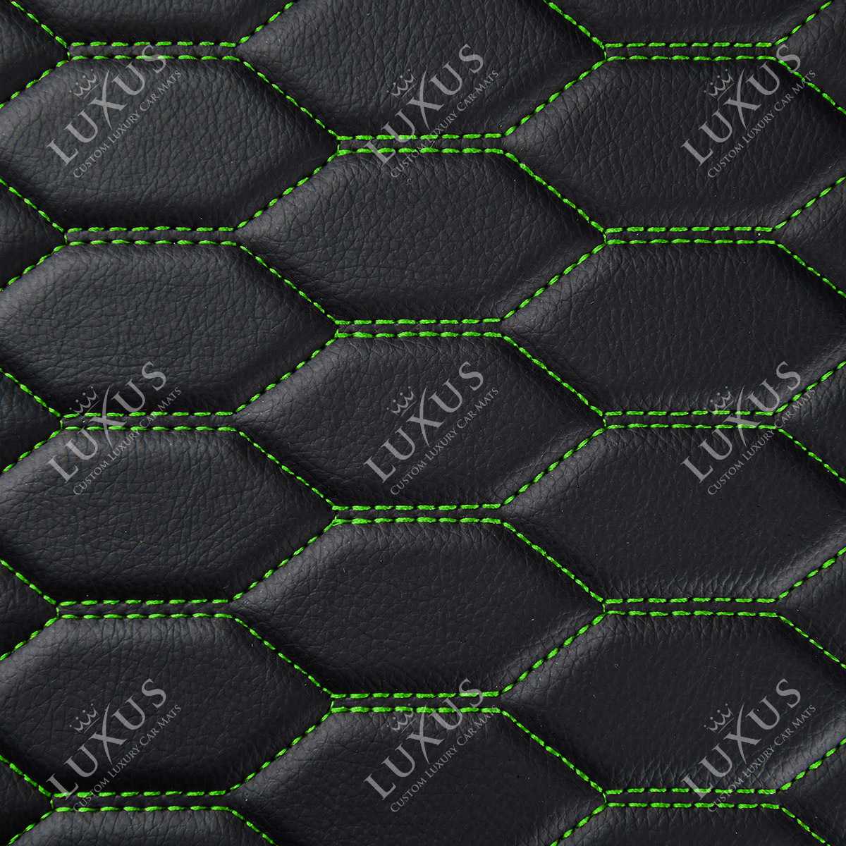 Luxus Premium Honeycomb Custom Car Mats Set | Black & Green Stitching