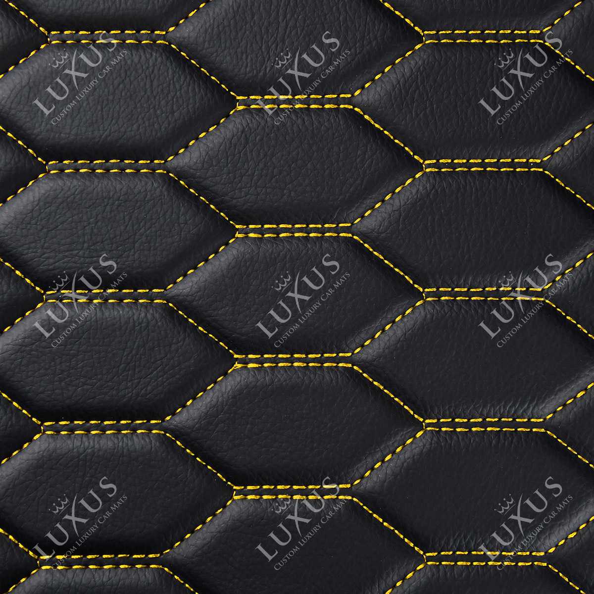 Luxus Premium Honeycomb Custom Car Mats Set | Black & Yellow Stitching