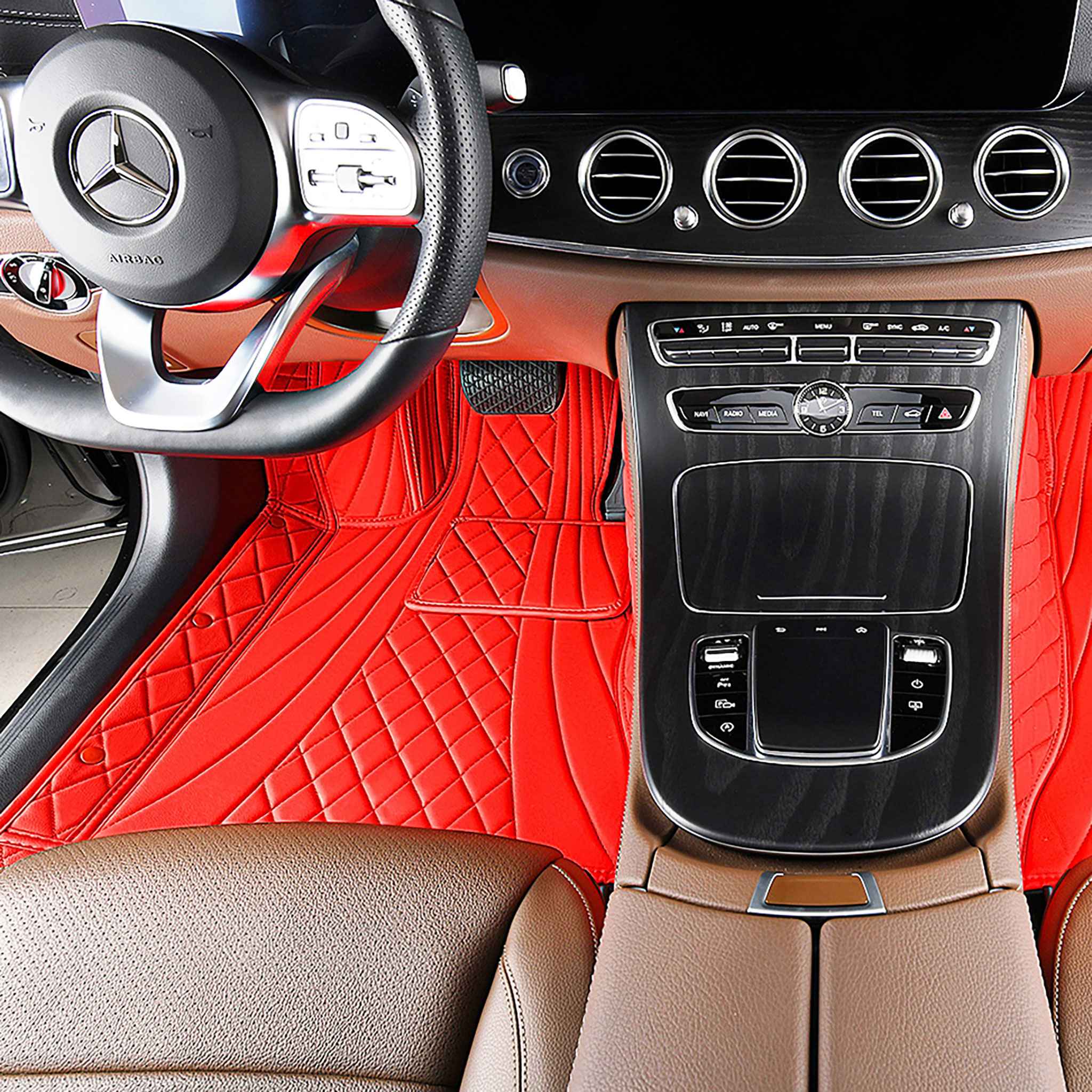 NEW Ferrari Red Hybrid Luxury Car Mats Set