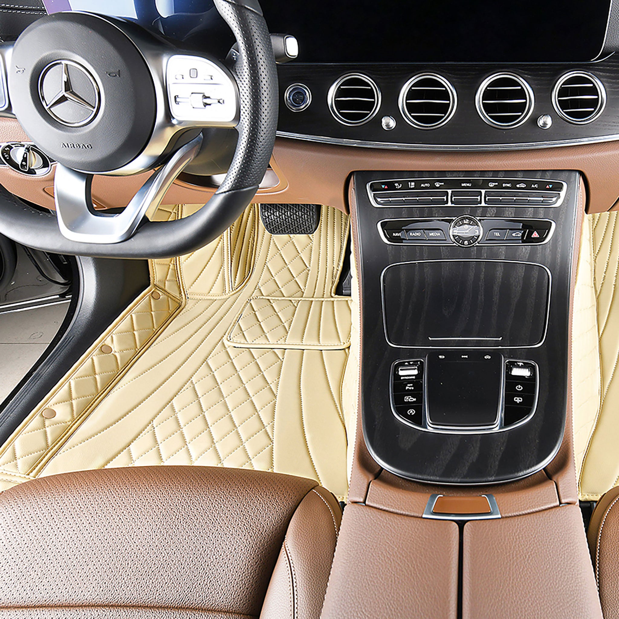 NEW Cream Beige Hybrid Luxury Car Mats Set