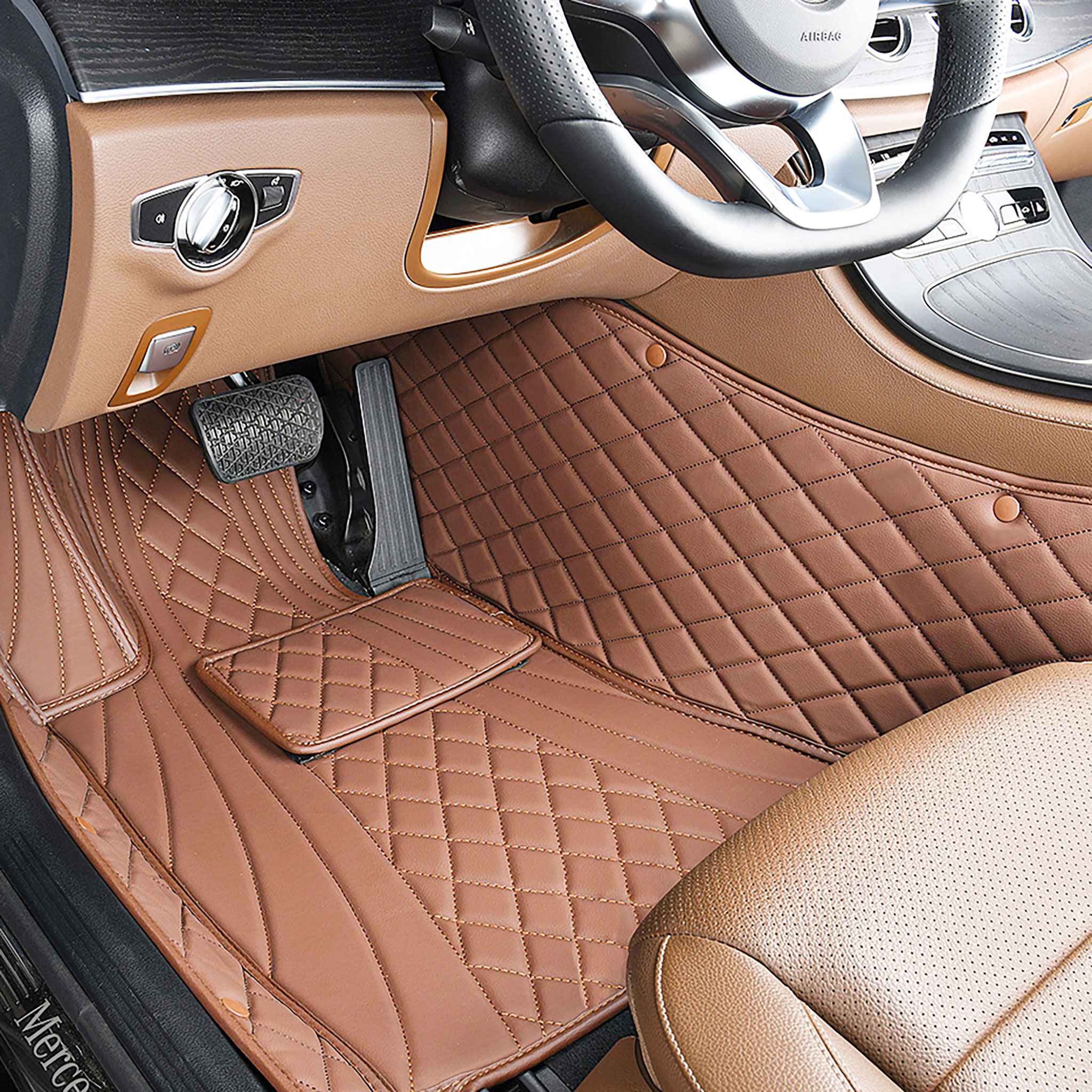 Leather 2024 car mats for Volvo XC90 2014+7 Seats , Volvo car mats