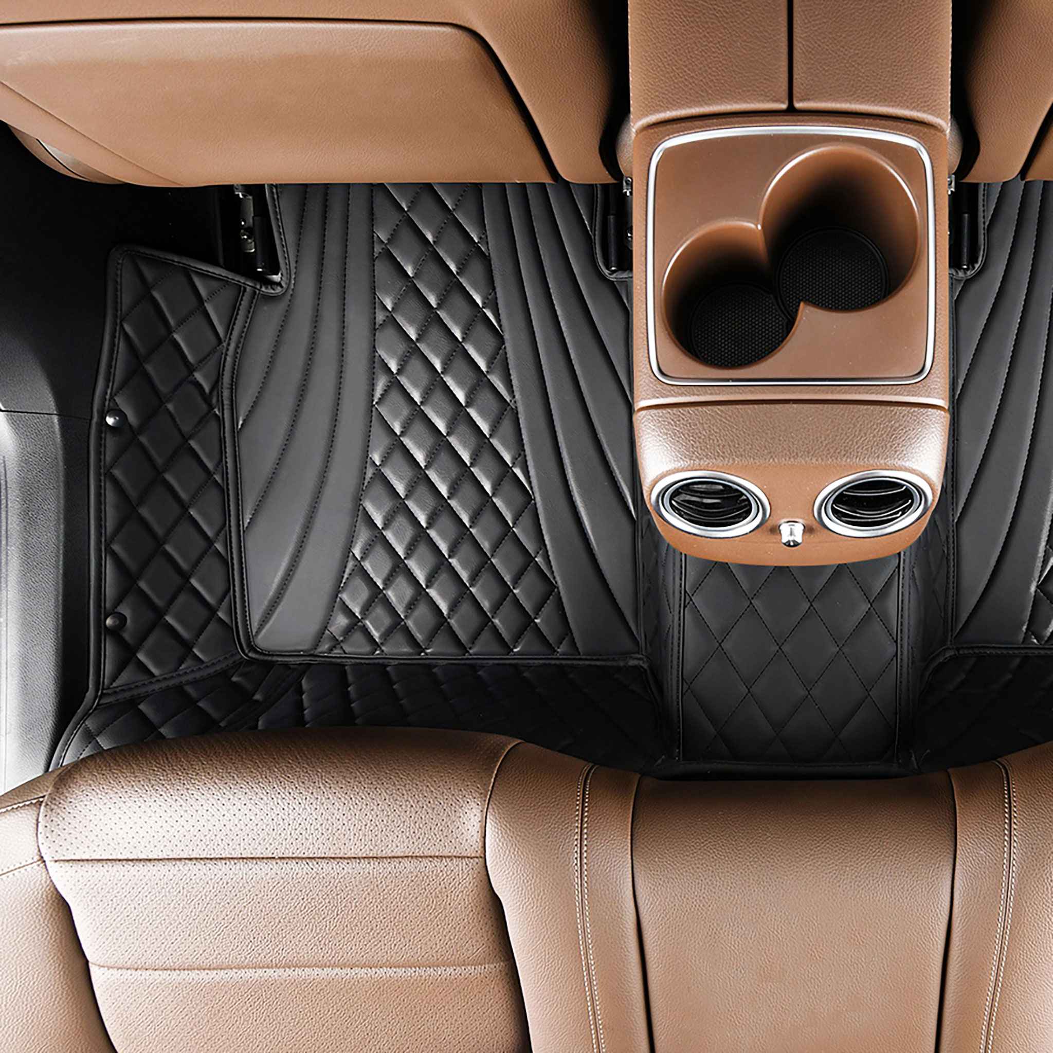 NEW Black & Black Stitching Hybrid Luxury Car Mats Set