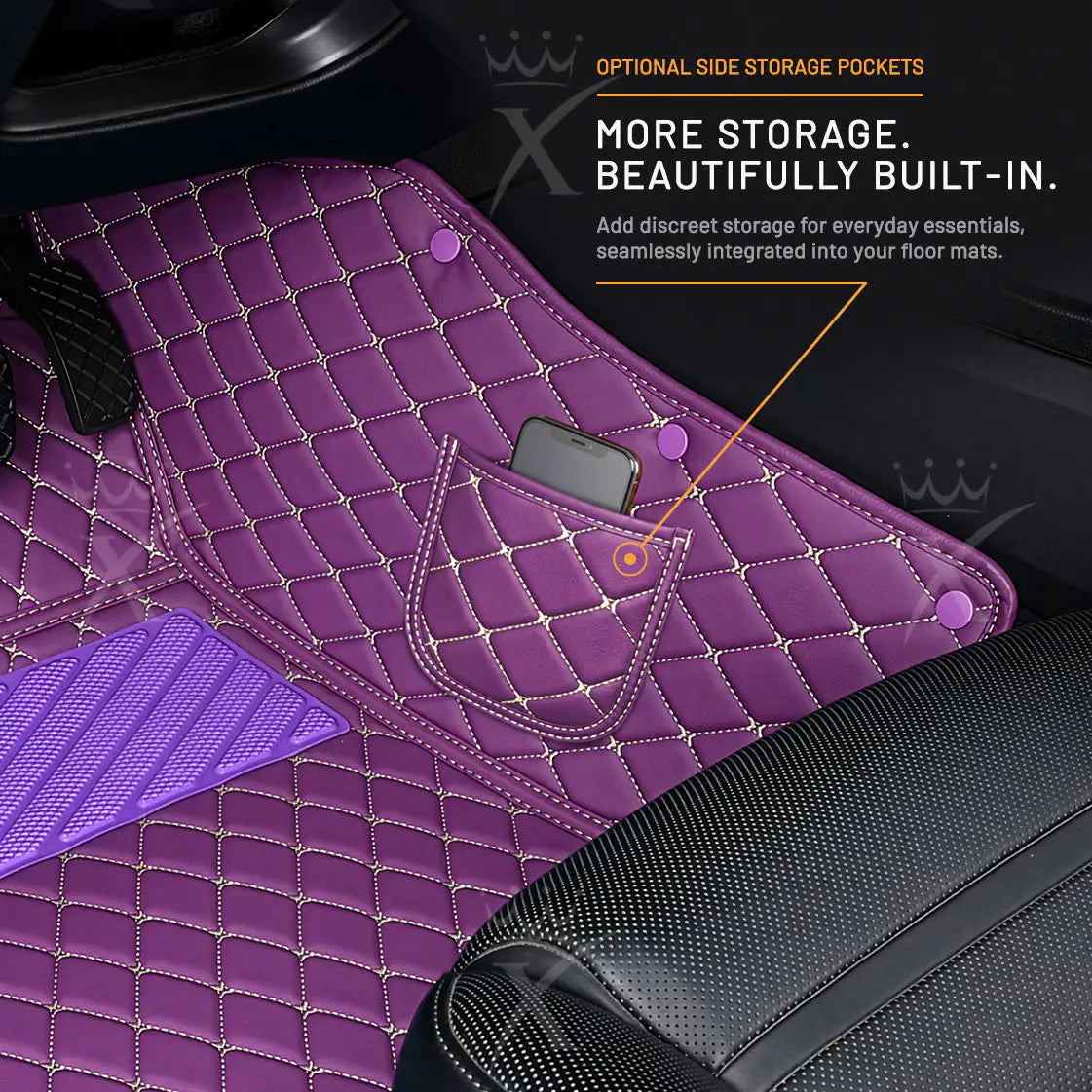Luxus Diamond Double Layer Series Floor Mats | Lavender Purple & Beige Top Carpet