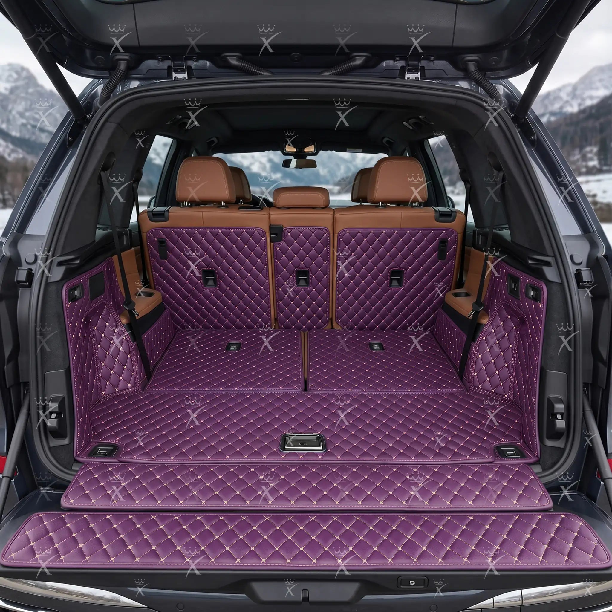 Luxus Car Mats™ - Tapete para maletero/maletero de cuero de lujo en 3D morado lavanda