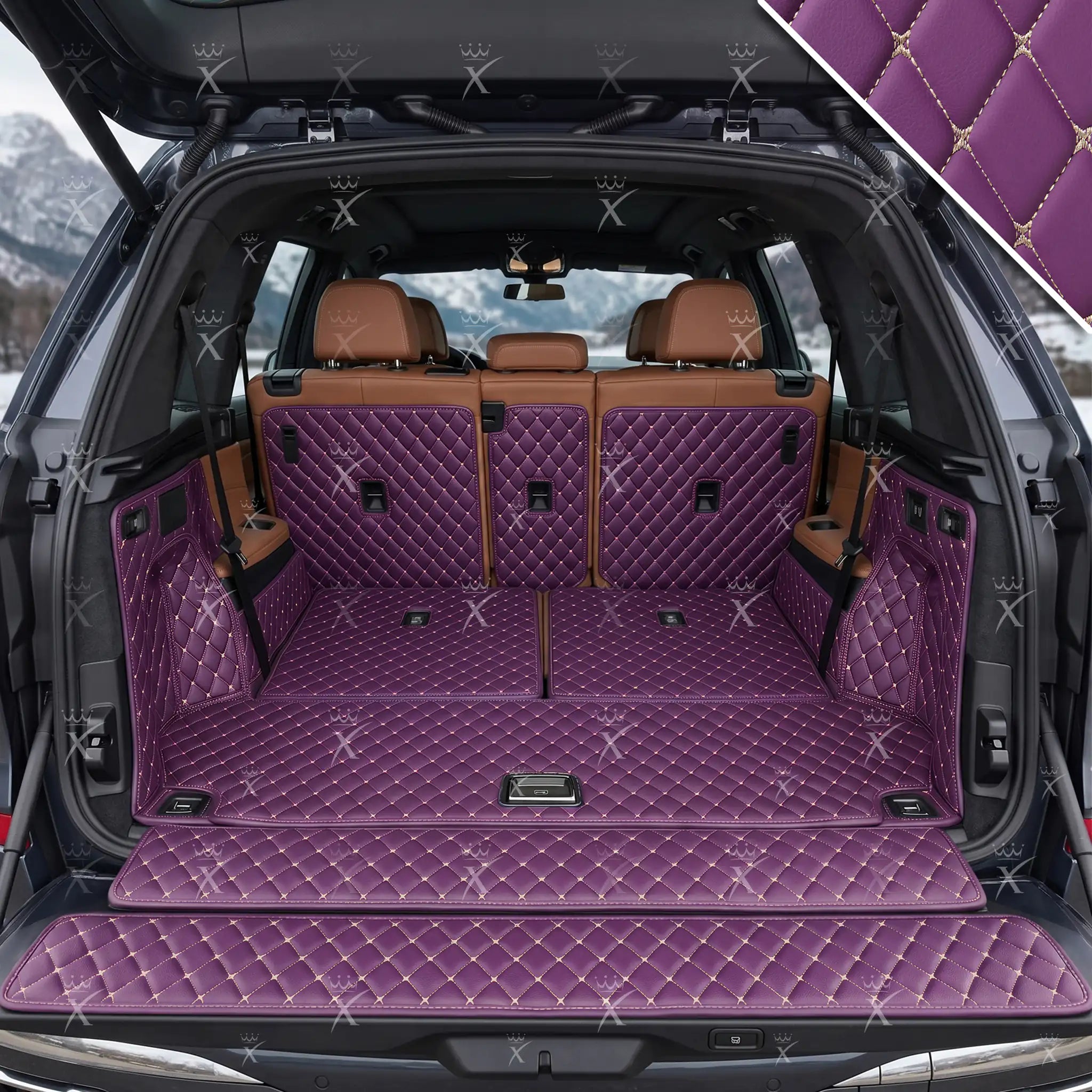 Luxus Car Mats™ - Tapete para maletero/maletero de cuero de lujo en 3D morado lavanda