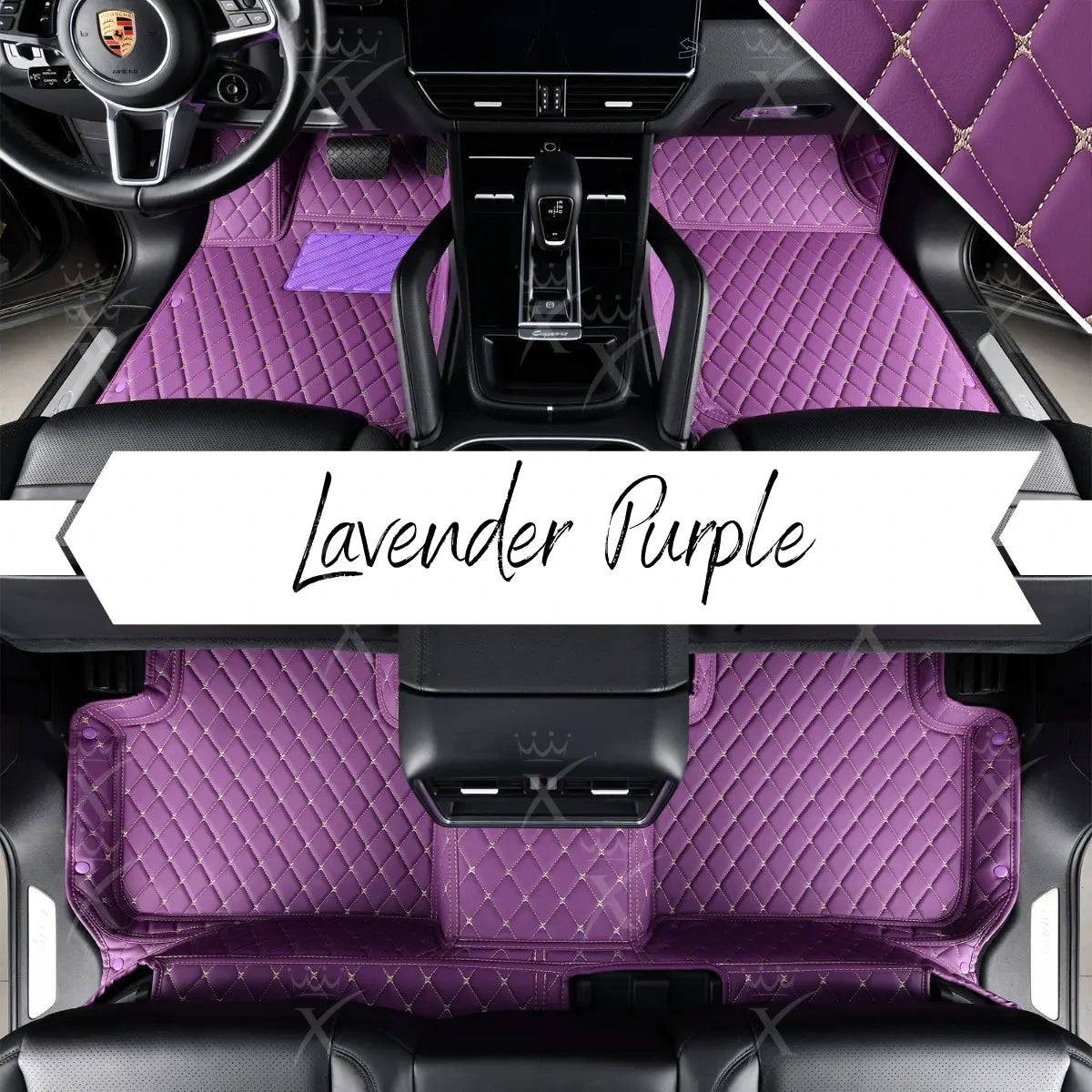 Luxus Premium Diamond Custom Car Mats Set | Lavender Purple