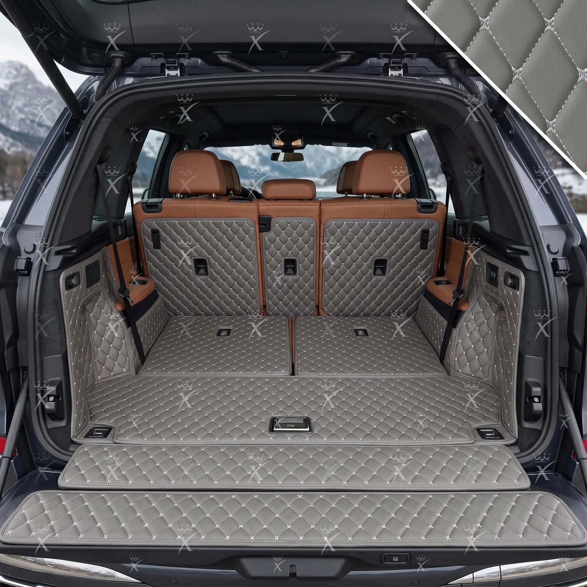 Luxus Car Mats™ - Lichtgrijze 3D luxe lederen koffer-/koffermat