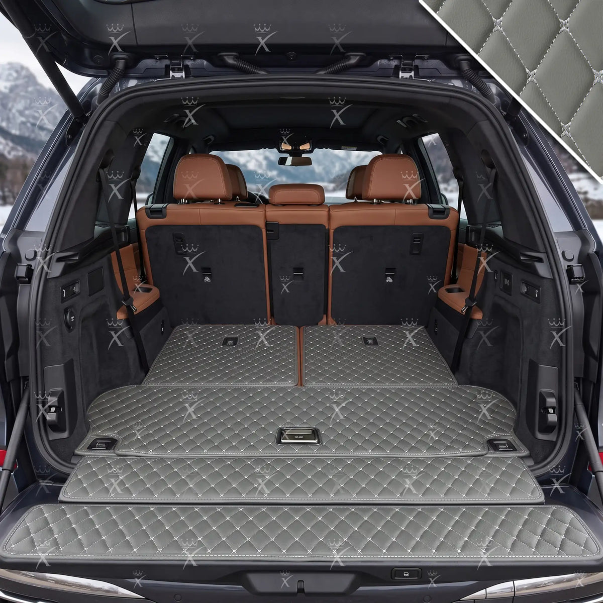Luxus Car Mats™ - Lichtgrijze luxe lederen koffer-/koffermat