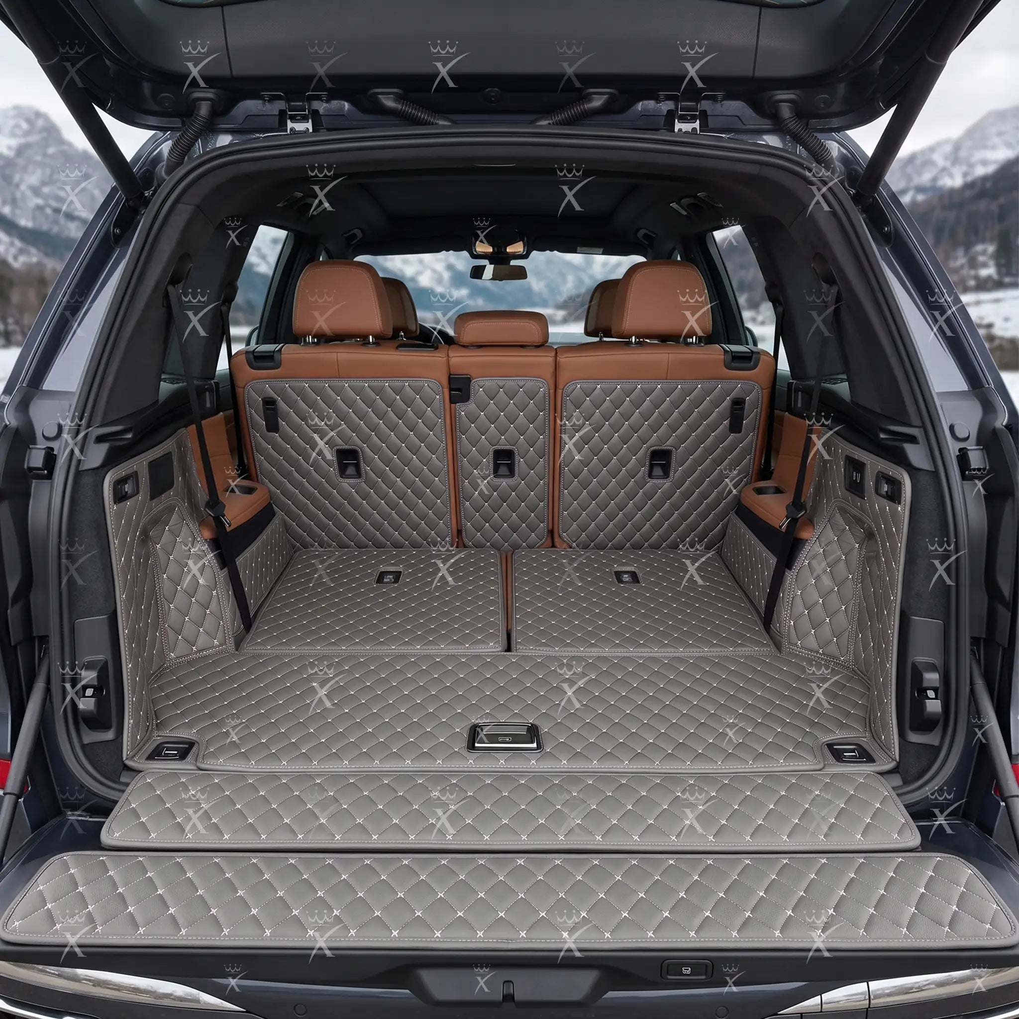 Luxus Car Mats™ - Lichtgrijze 3D luxe lederen koffer-/koffermat