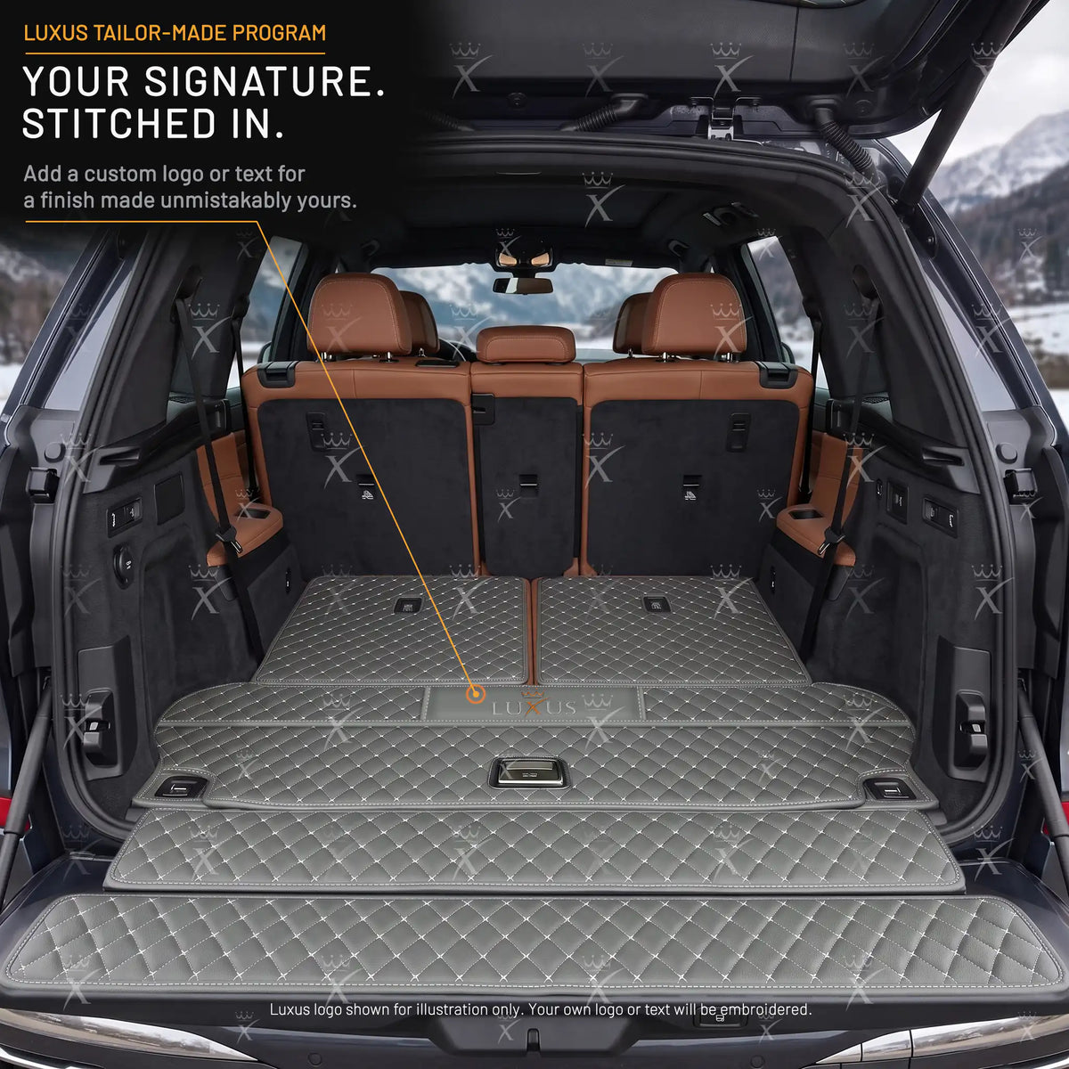 Luxus Car Mats™ – Hellgraue Luxus-Leder-Kofferraum-/Kofferraummatte