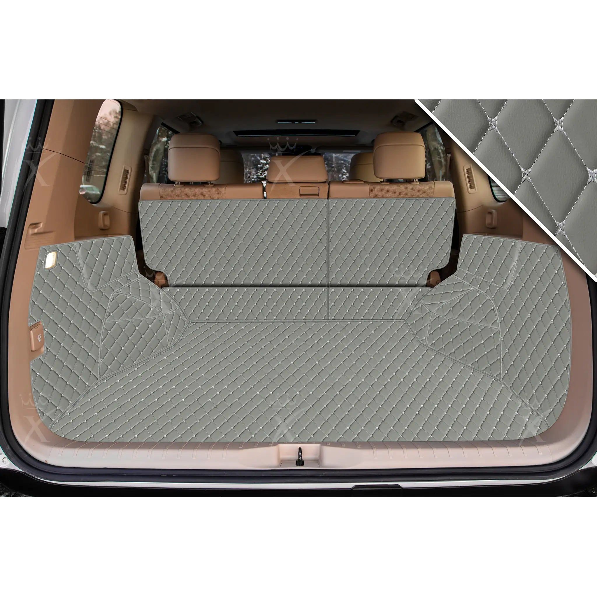 Luxus Car Mats™ - Tappetino per bagagliaio/stivale in pelle di lusso 3D grigio chiaro