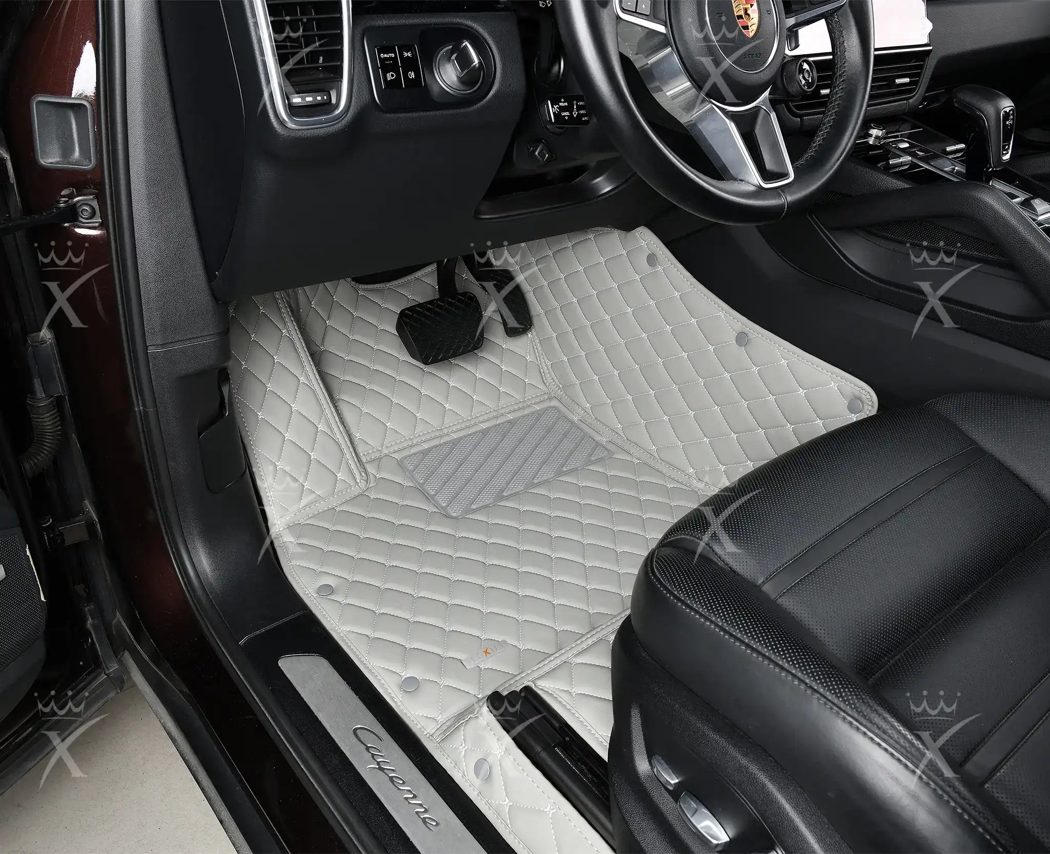 Luxus Premium Diamond Custom Car Mats Set | Light Gray