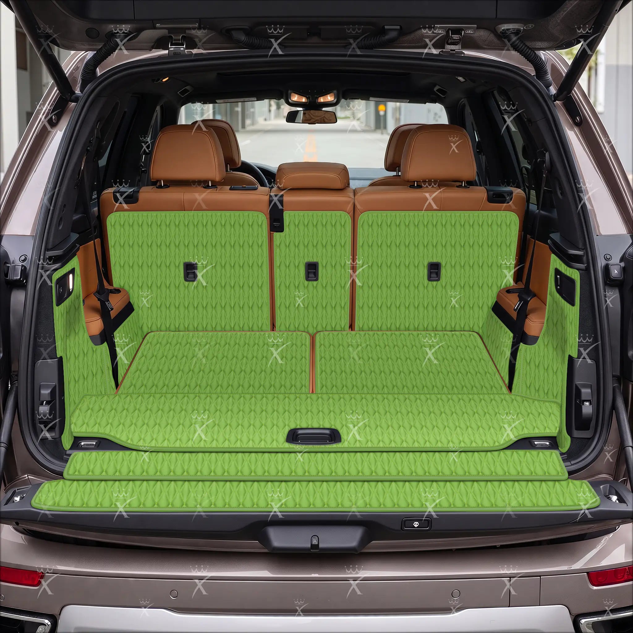 Luxus Car Mats™ - Svart og svart søm 3D luksusskinnstøvel/bagasjematte