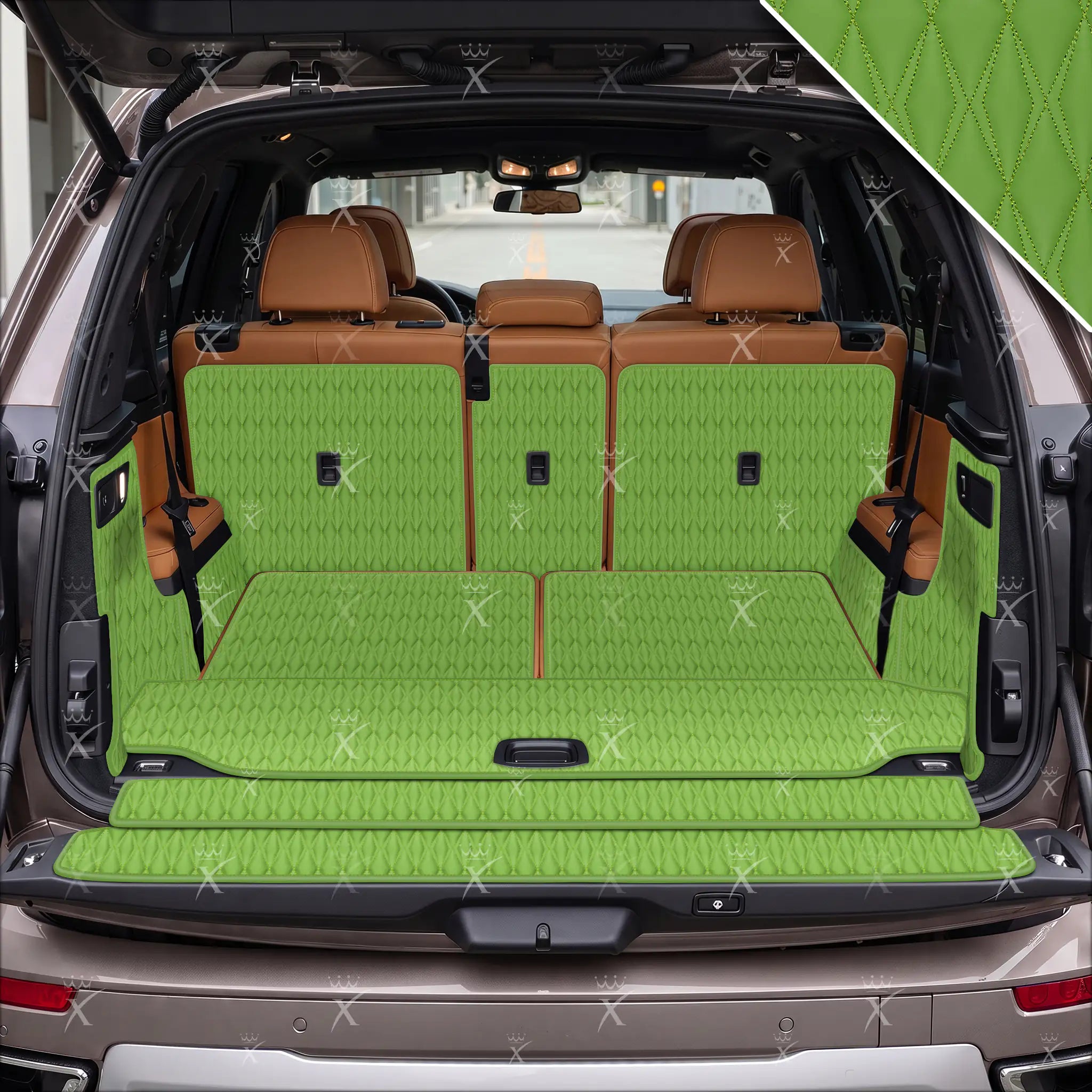 Luxus Car Mats™ - Svart og svart søm 3D luksusskinnstøvel/bagasjematte