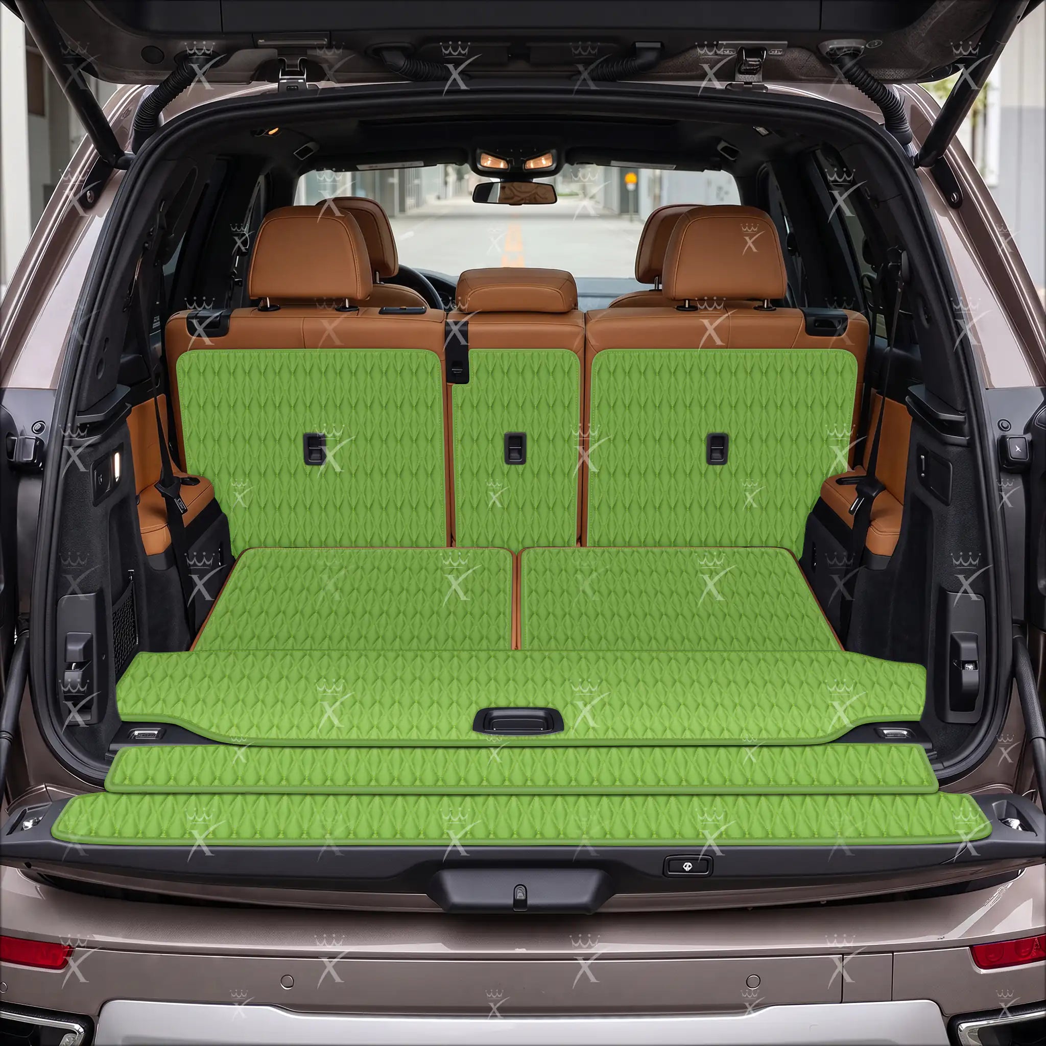Tappetini per auto Luxus™ - Tappetino per bagagliaio/stivale in pelle di lusso 3D con cuciture nere e nere