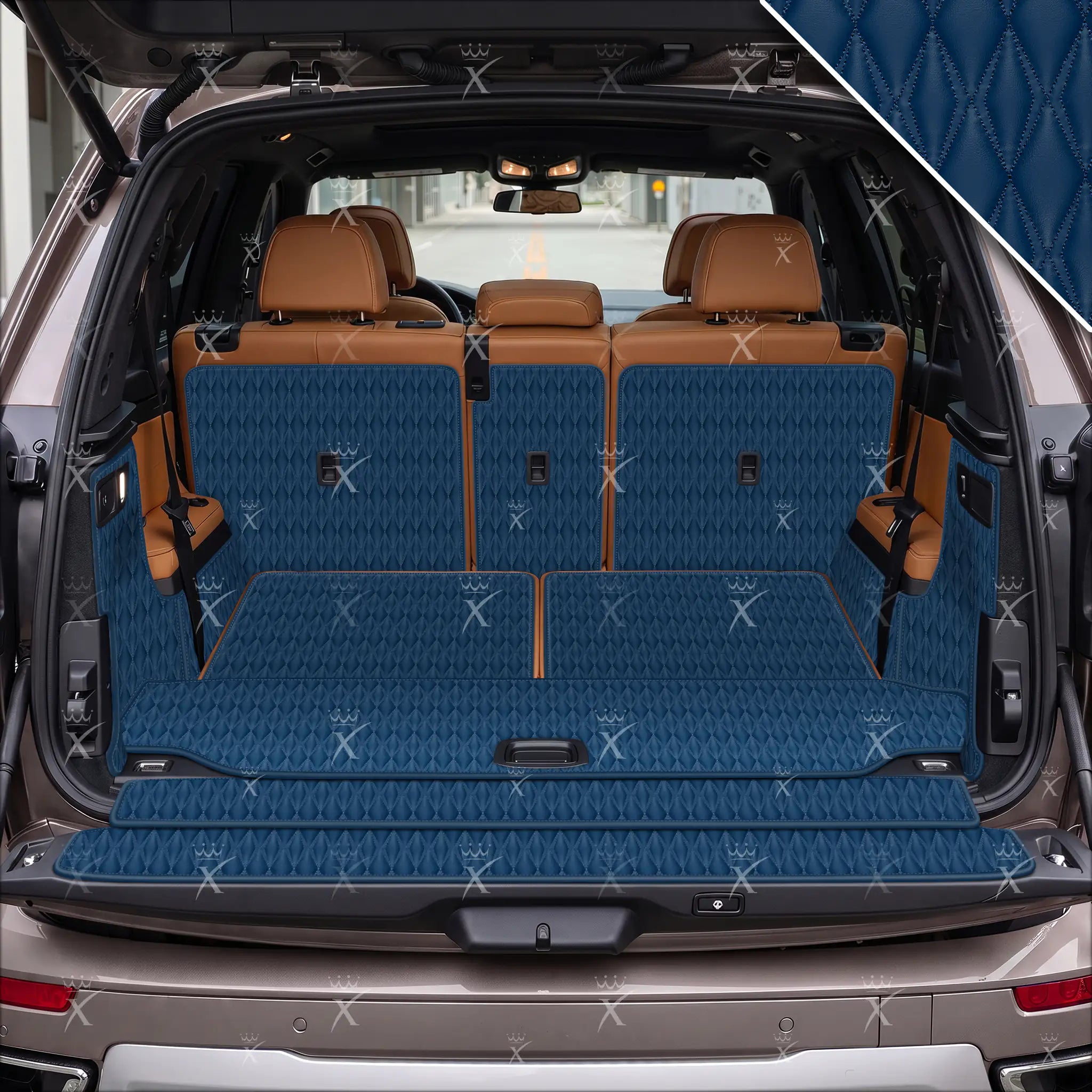 Luxus Car Mats™ - Svart og svart søm 3D luksusskinnstøvel/bagasjematte