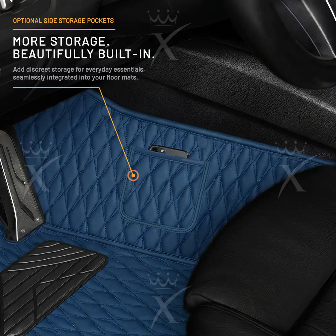 Luxus Twin-Diamond Double Layer Series Floor Mats | Midnight Blue & Imperial Violet Top Carpet