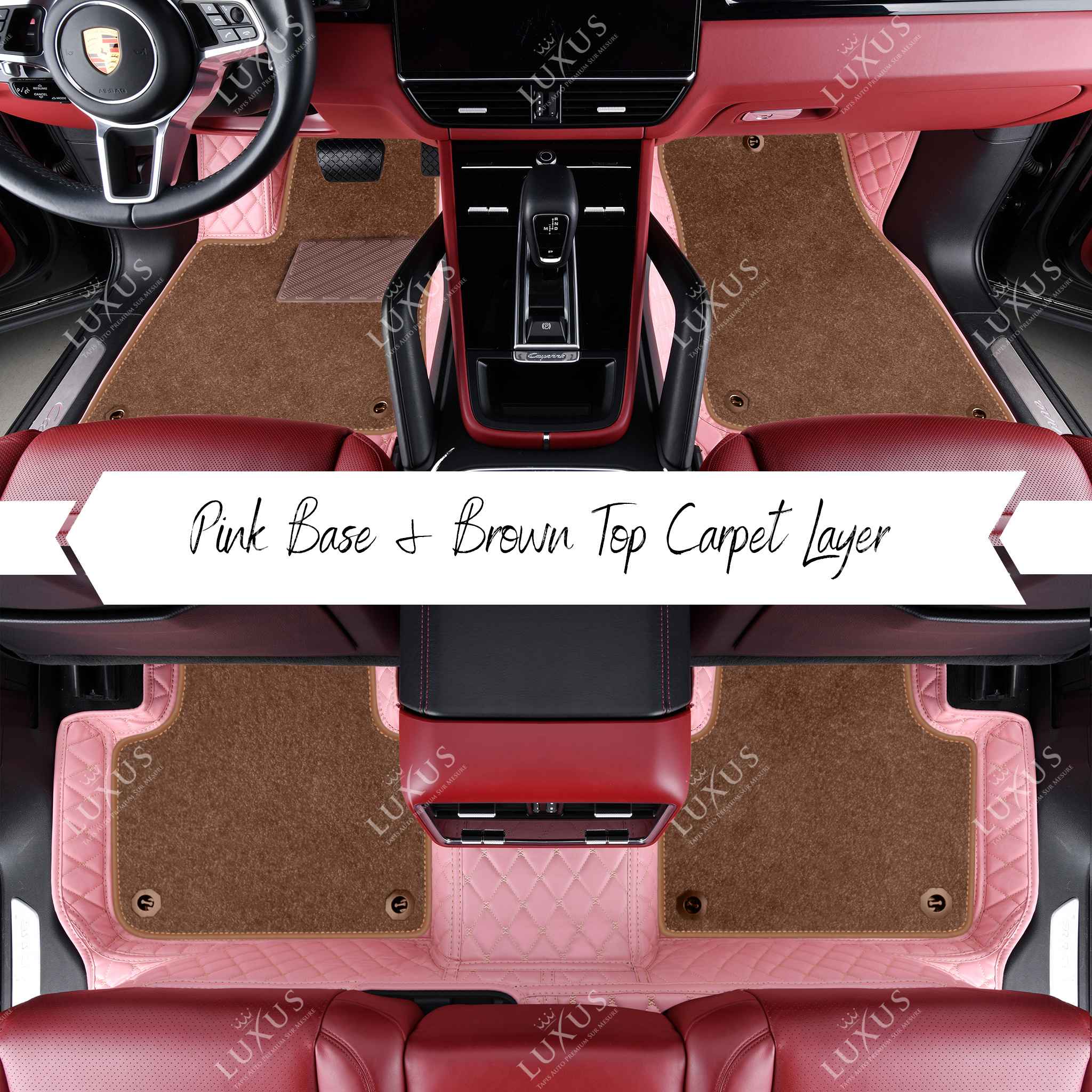 Luxus Car Mats™ - Set di tappetini per auto di lusso con cuciture nere e blu