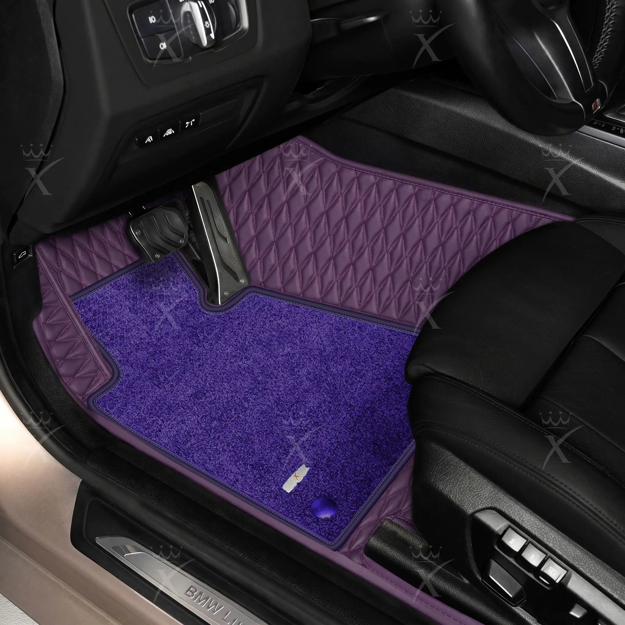 Luxus Twin-Diamond Double Layer Series Floor Mats | Plum Purple & Imperial Violet Top Carpet