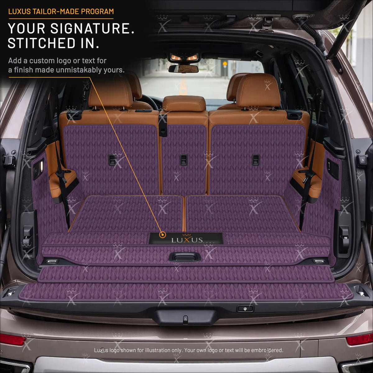 Luxus Car Mats™ – 3D-Luxus-Leder-Kofferraum-/Kofferraummatte in Schwarz und Schwarz mit Nähten