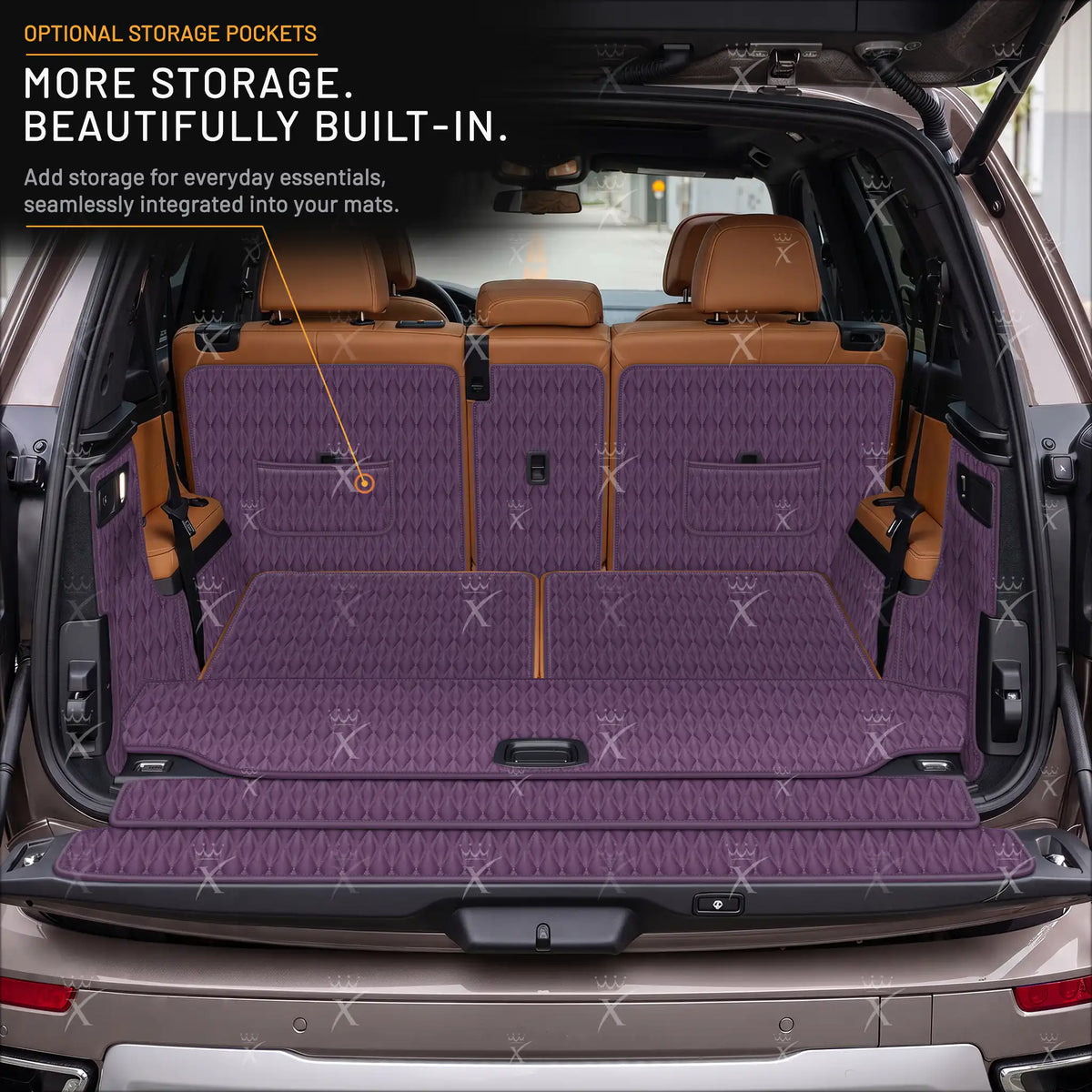 Luxus Car Mats™ - Tapete para maletero/maletero de cuero de lujo con costuras negras y negras en 3D
