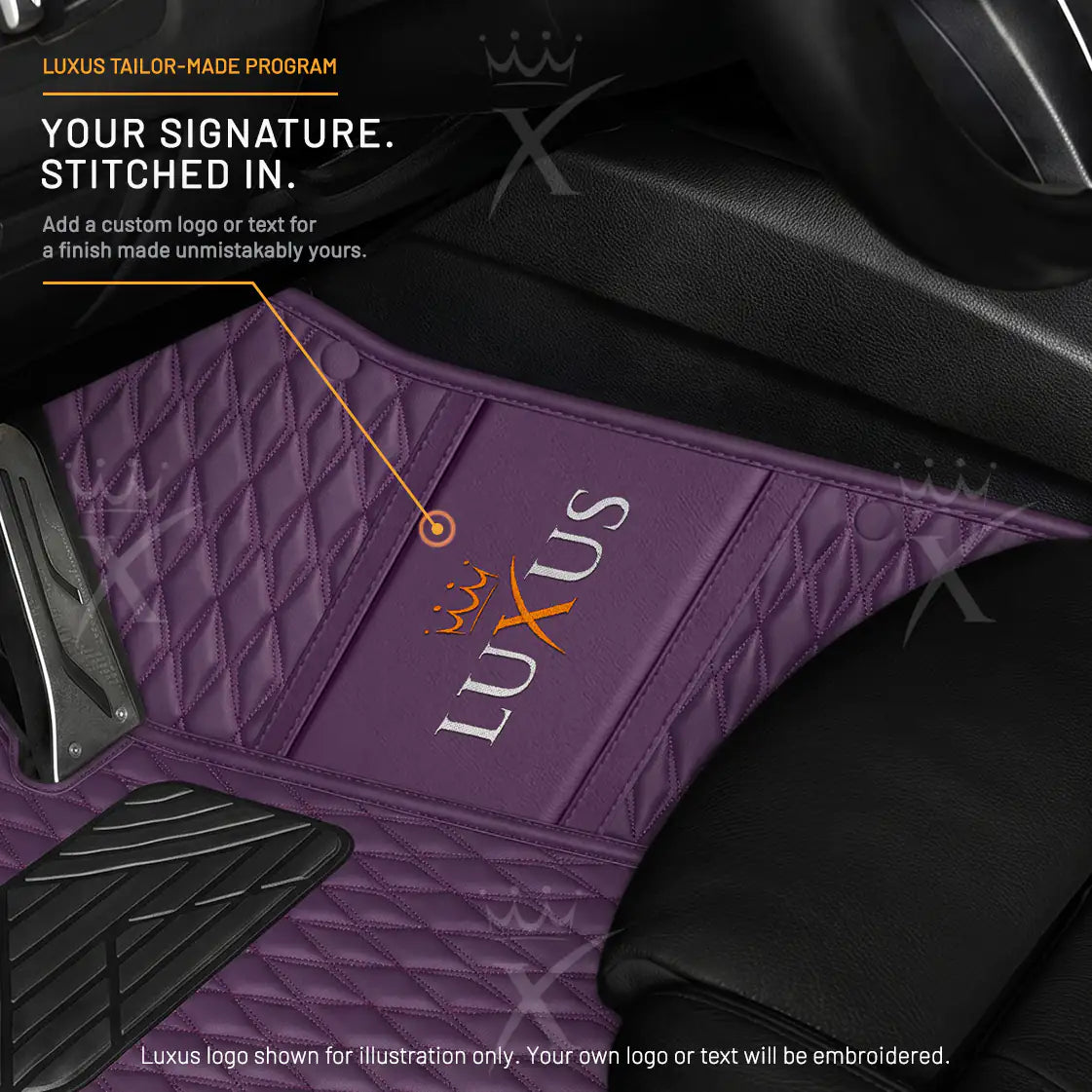 Luxus Twin-Diamond Double Layer Series Floor Mats | Plum Purple & Onyx Charcoal Top Carpet