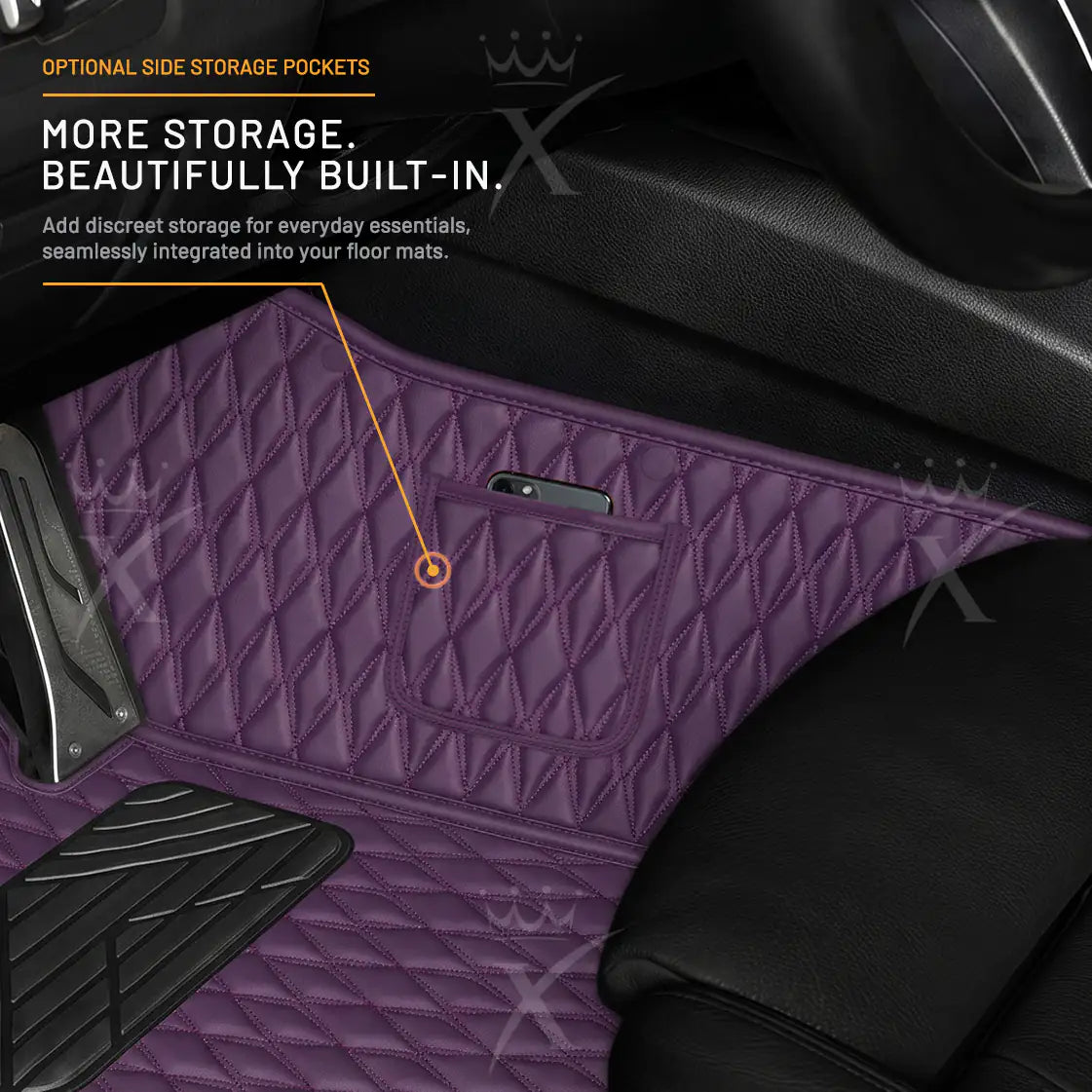Luxus Twin-Diamond Double Layer Series Floor Mats | Plum Purple & Bordeaux Wine Top Carpet