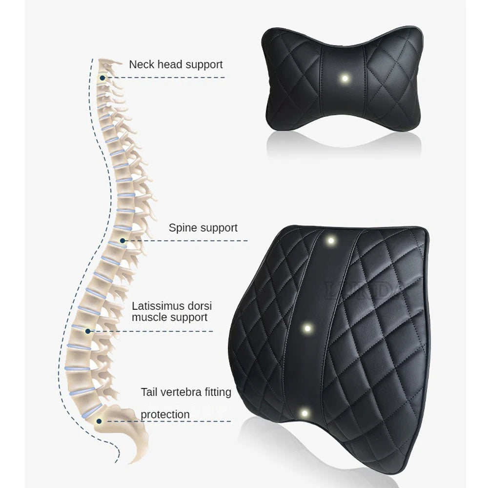 Diamond Stitching Seat Cushion & Lumbar Support