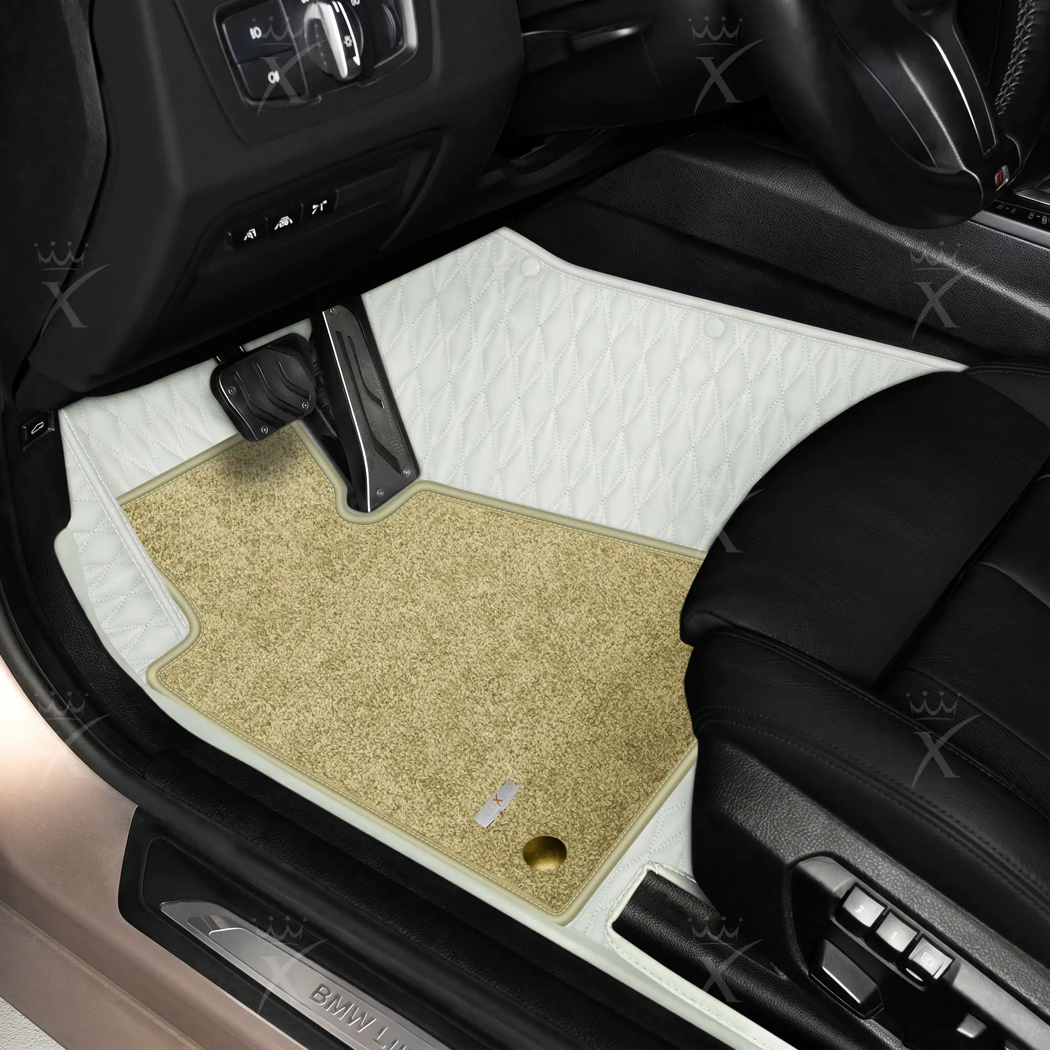 Luxus Twin-Diamond Double Layer Series Floor Mats | Snow White & Sahara Stone Top Carpet