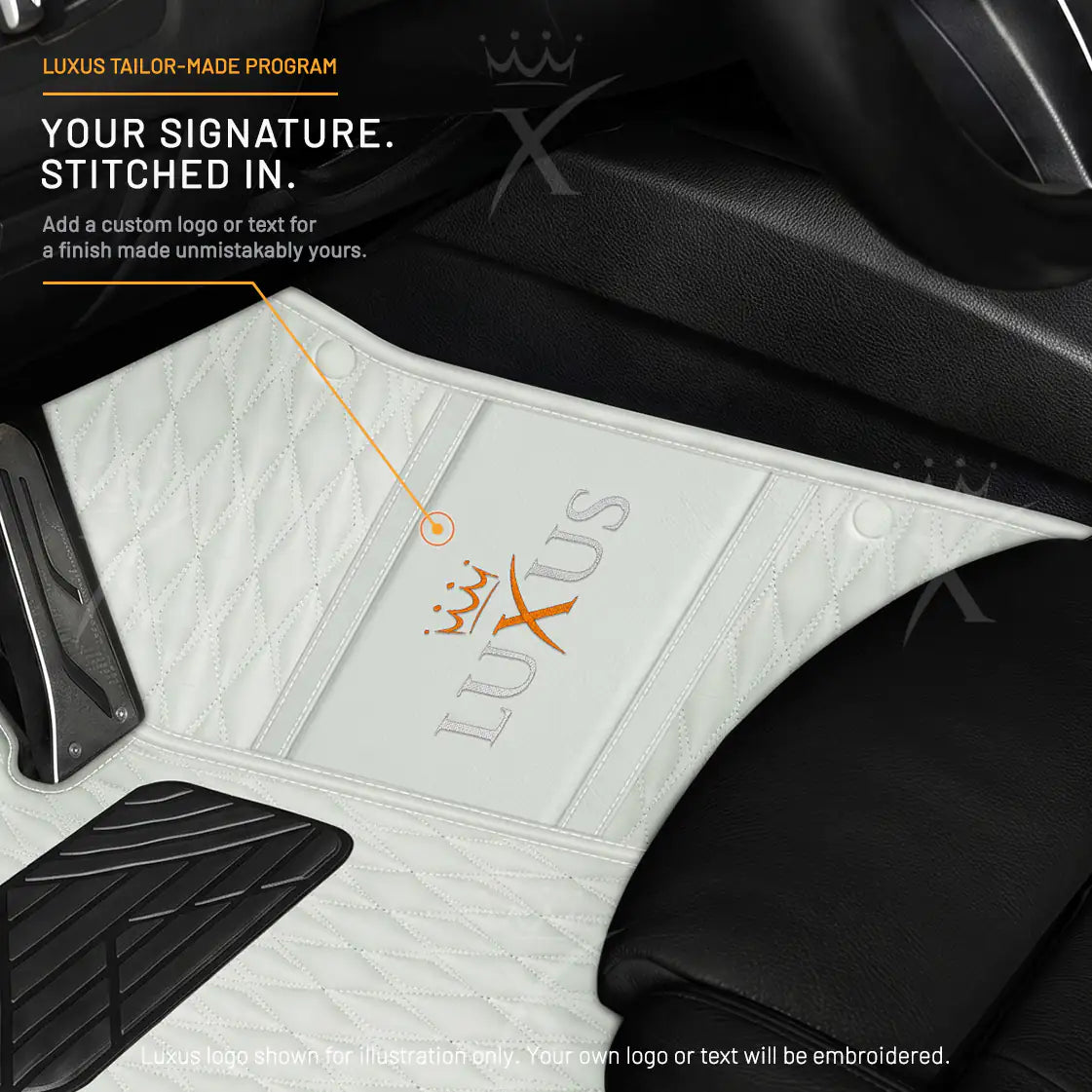 Luxus Twin-Diamond Double Layer Series Floor Mats | Snow White & Midnight Navy Top Carpet