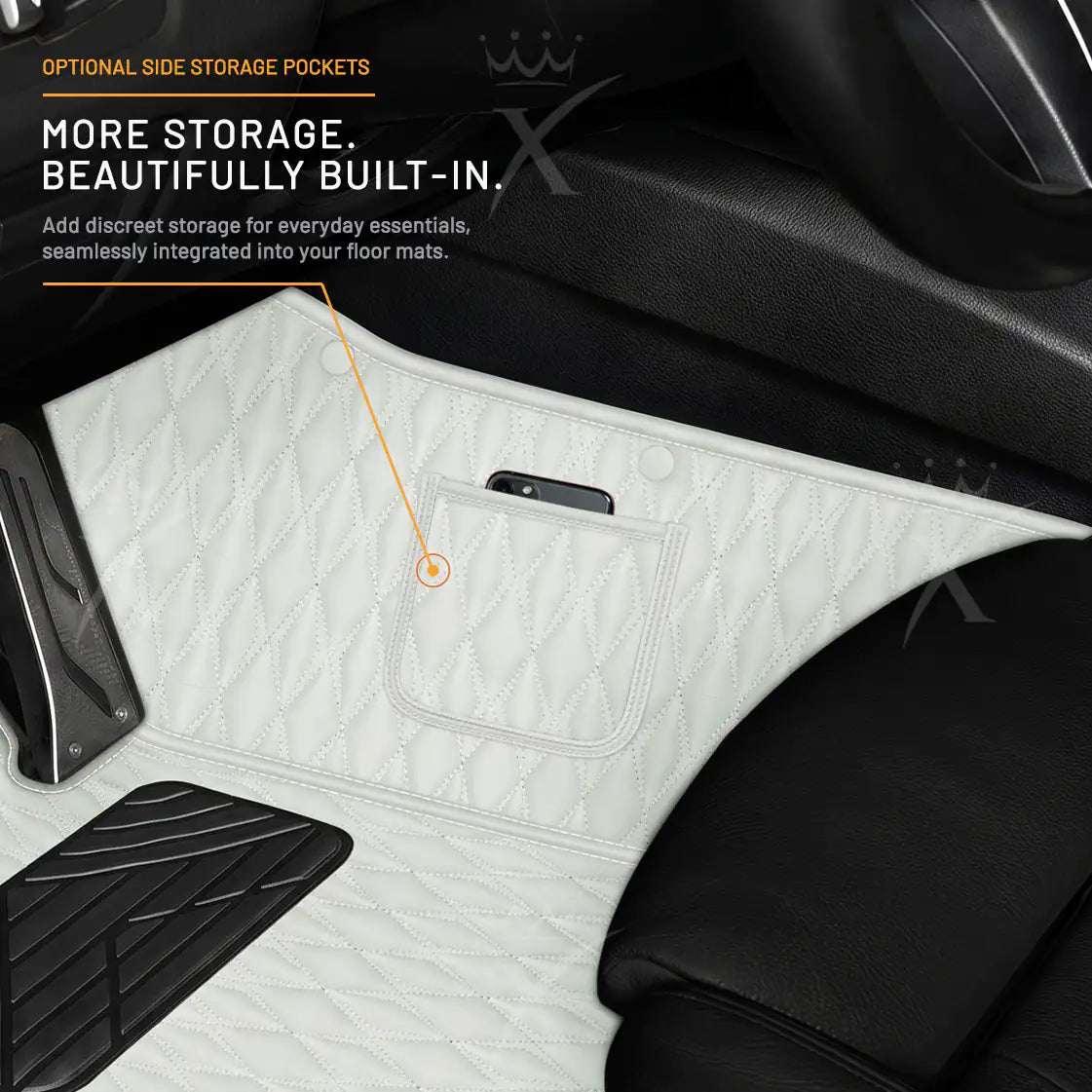 Luxus Twin-Diamond Double Layer Series Floor Mats | Snow White & Midnight Navy Top Carpet