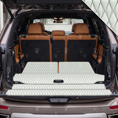 Luxus Twin-Diamond Base Series Trunk Mat | Snow White & Black Stitching